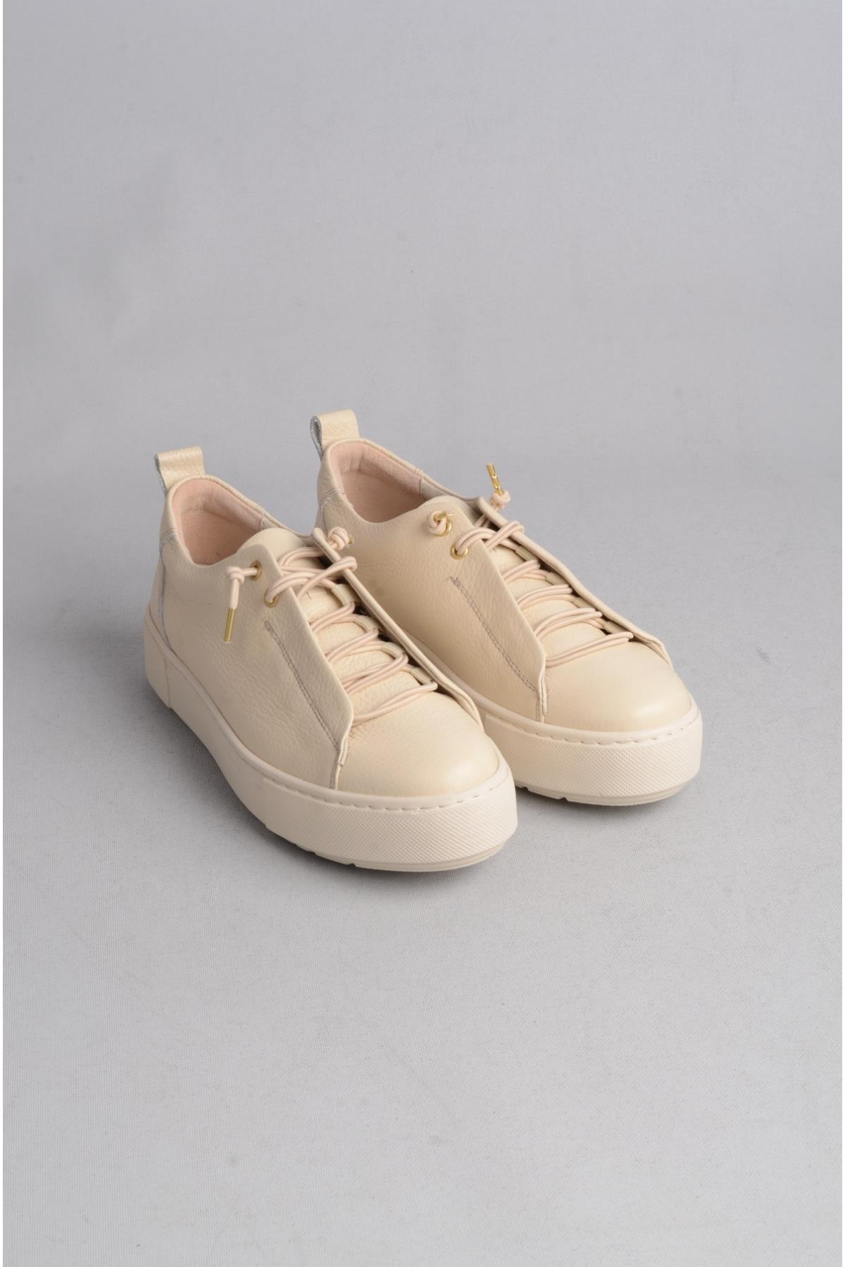 SEÇ 2401 HAKİKİ DERİ LASTİKLİ SNEAKERS AYAKKABI BEJ