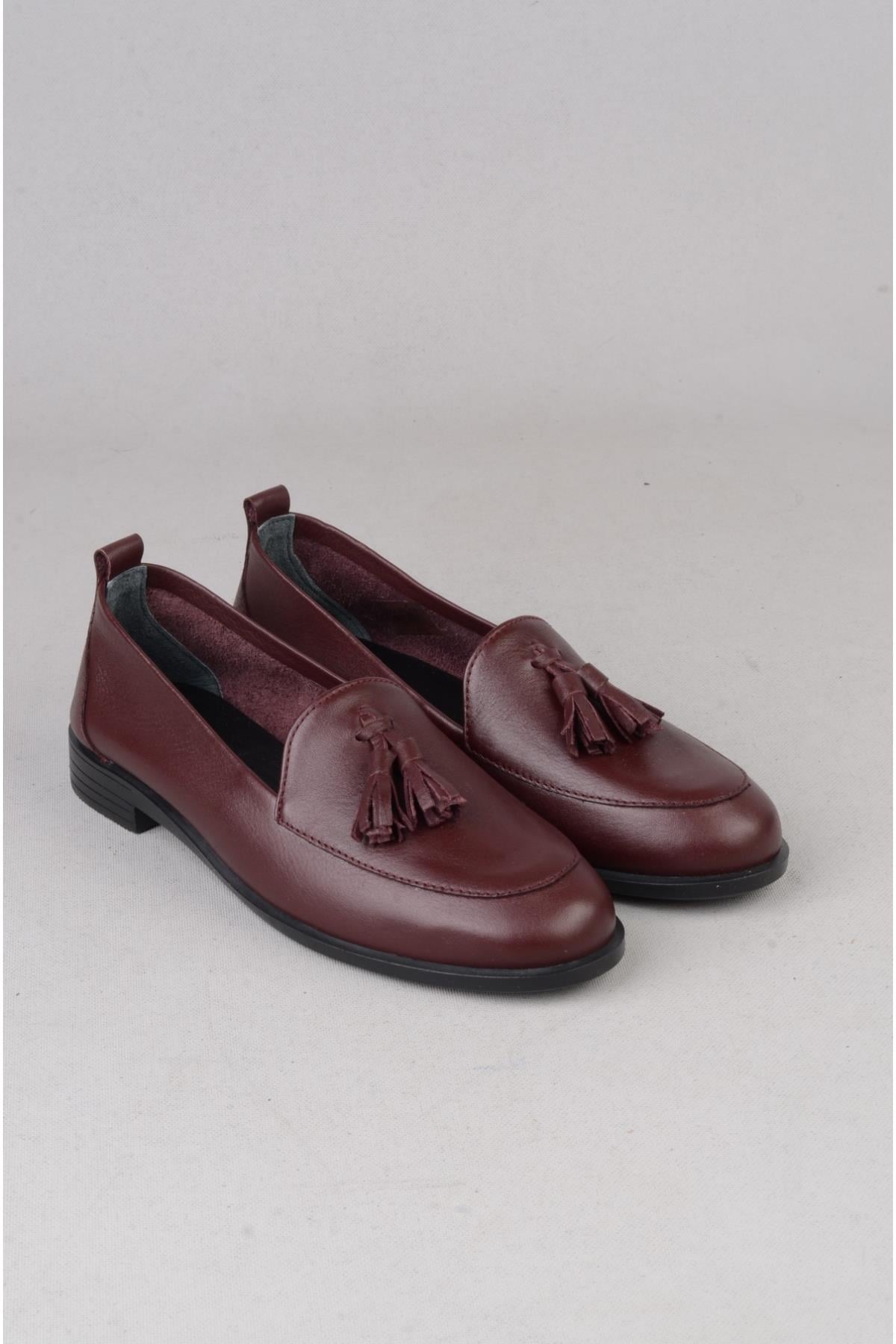 SEÇ 2504 HAKİKİ DERİ KADIN BABET BORDO