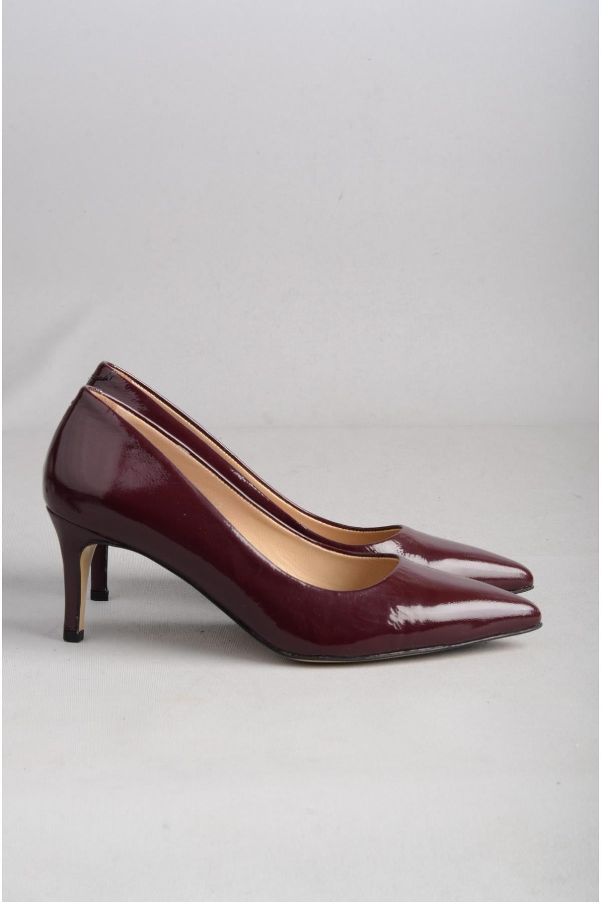 SEÇ 2578 HAKİKİ DERİ STİLETTO (Topuk Boyu: 7 cm) BORDO RUGAN