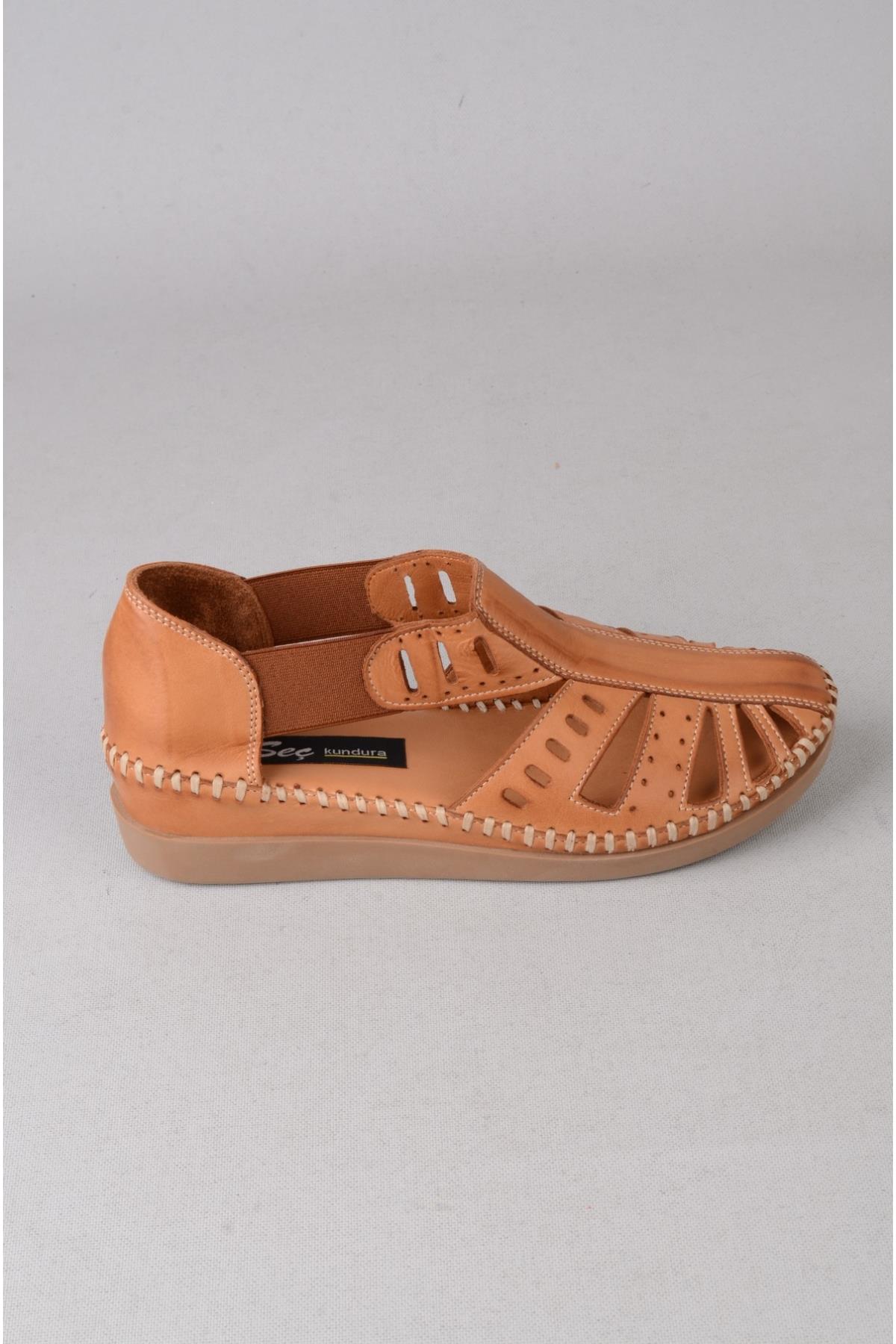 SEÇ 2660014 HAKİKİ DERİ COMFORT KADIN SANDALET TABA
