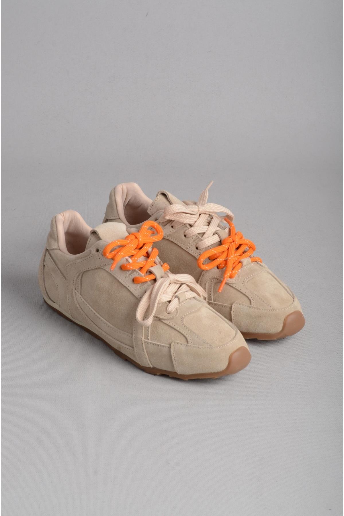 SEÇ 33122 HAKİKİ DERİ ÇİFT BAĞCIKLI SNEAKERS BEJ SÜET