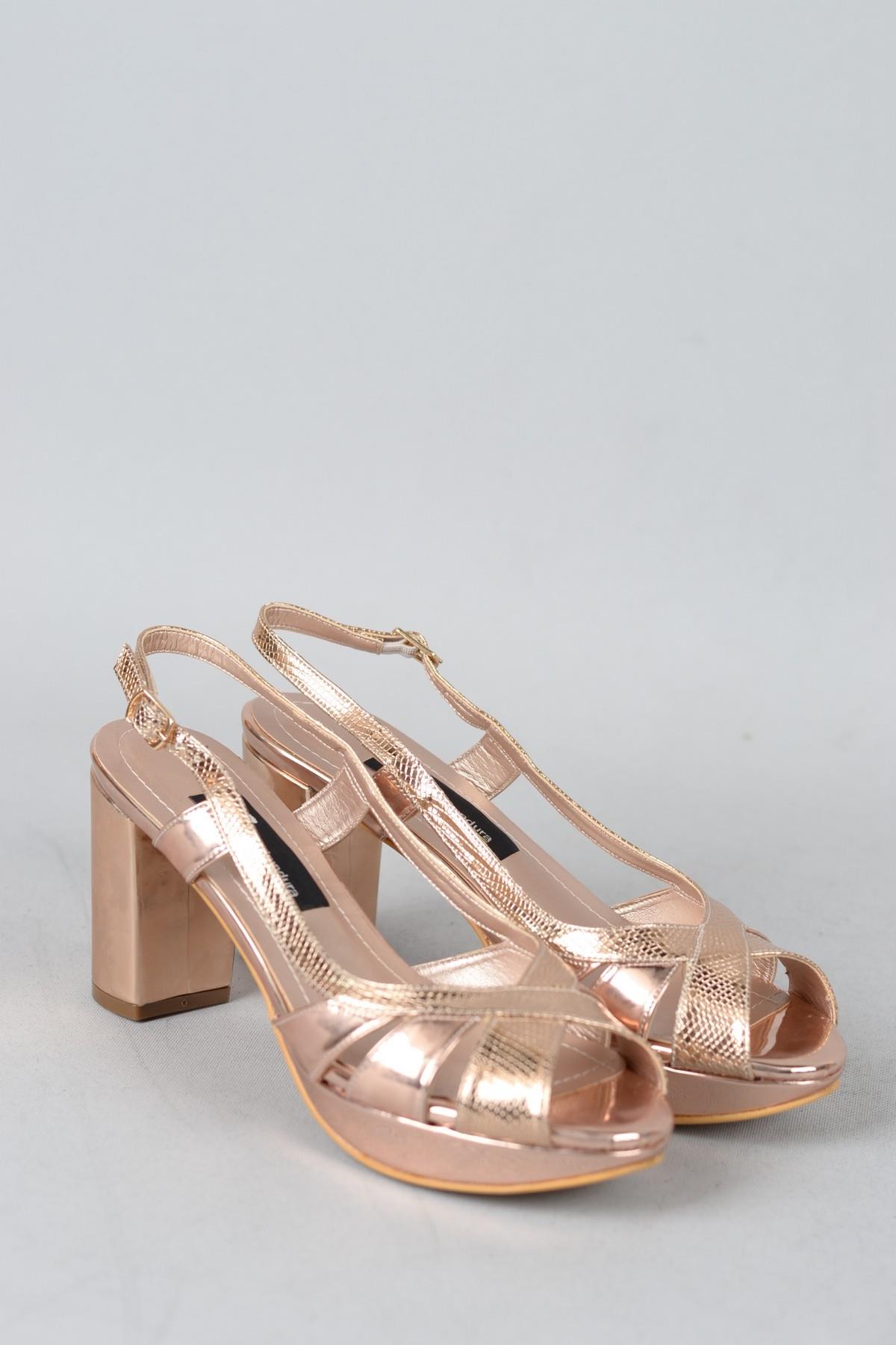 SEÇ 340 PLATFORM TOPUKLU KADIN ABİYE AYAKKABI (8,5cm) ROSE