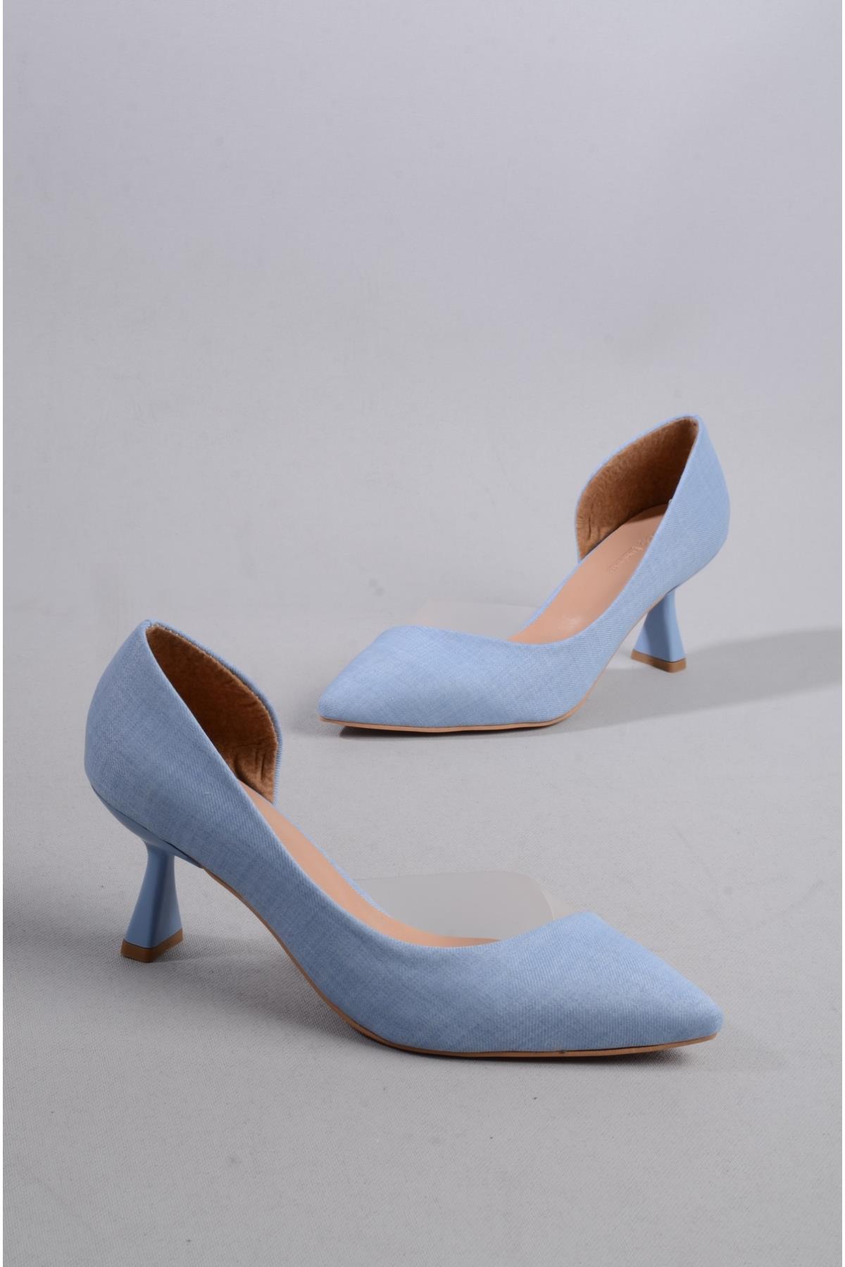 SEÇ 351 ŞEFFAF DETAYLI STİLETTO (7cm) KOT MAVİ