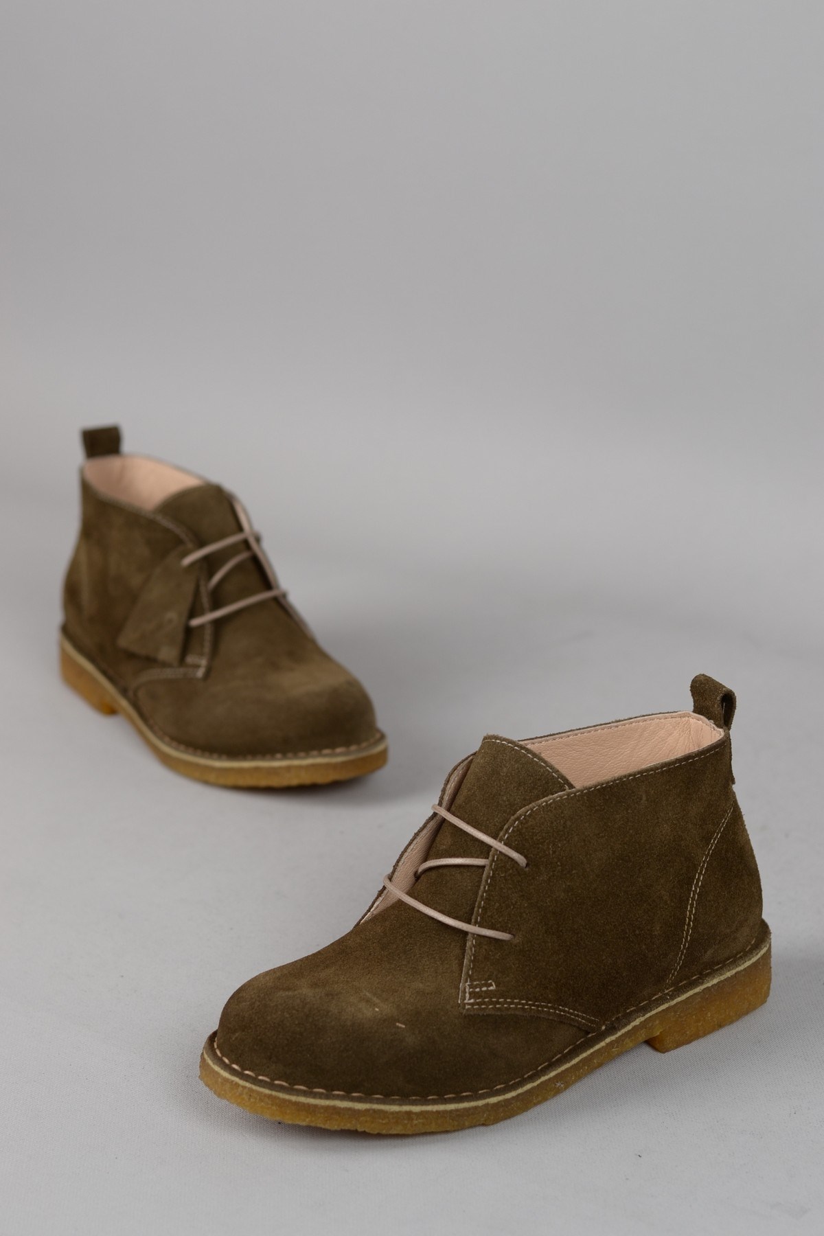 SEÇ 3513 HAKİKİ DERİ KAUÇUK TABAN BOT YEŞİL SÜET