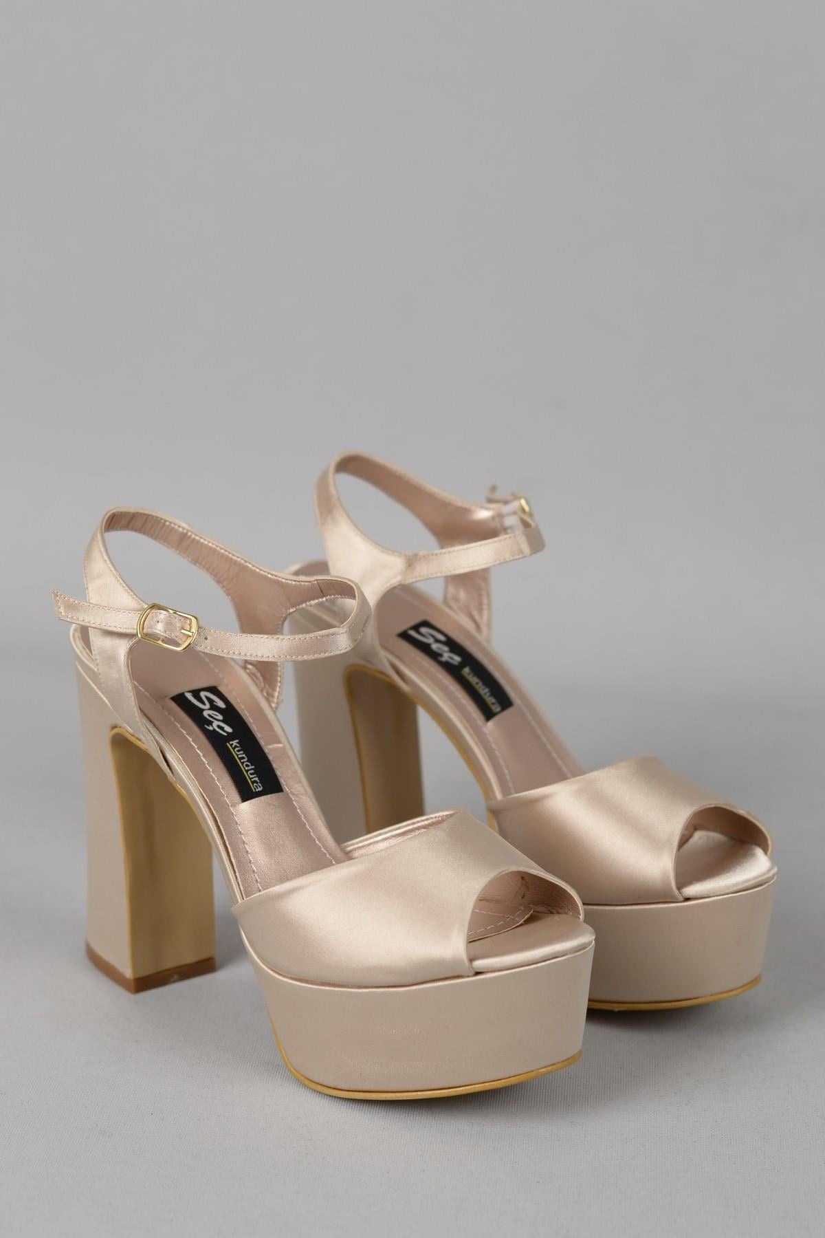 SEÇ 361 PLATFORM TOPUKLU ABİYE AYAKKABI (12,5 cm) NUDE
