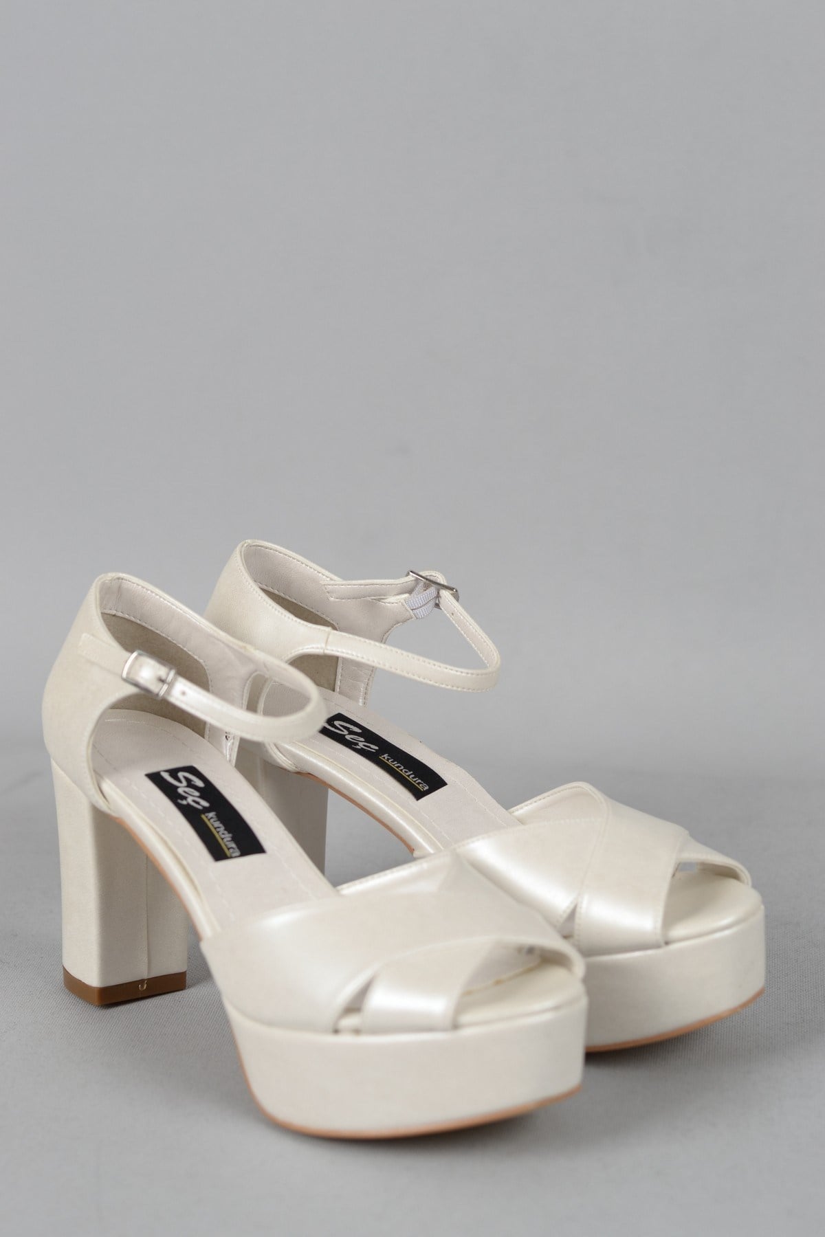 SEÇ 473 PLATFORM TOPUKLU KADIN ABİYE AYAKKABI (8,5cm) SEDEF