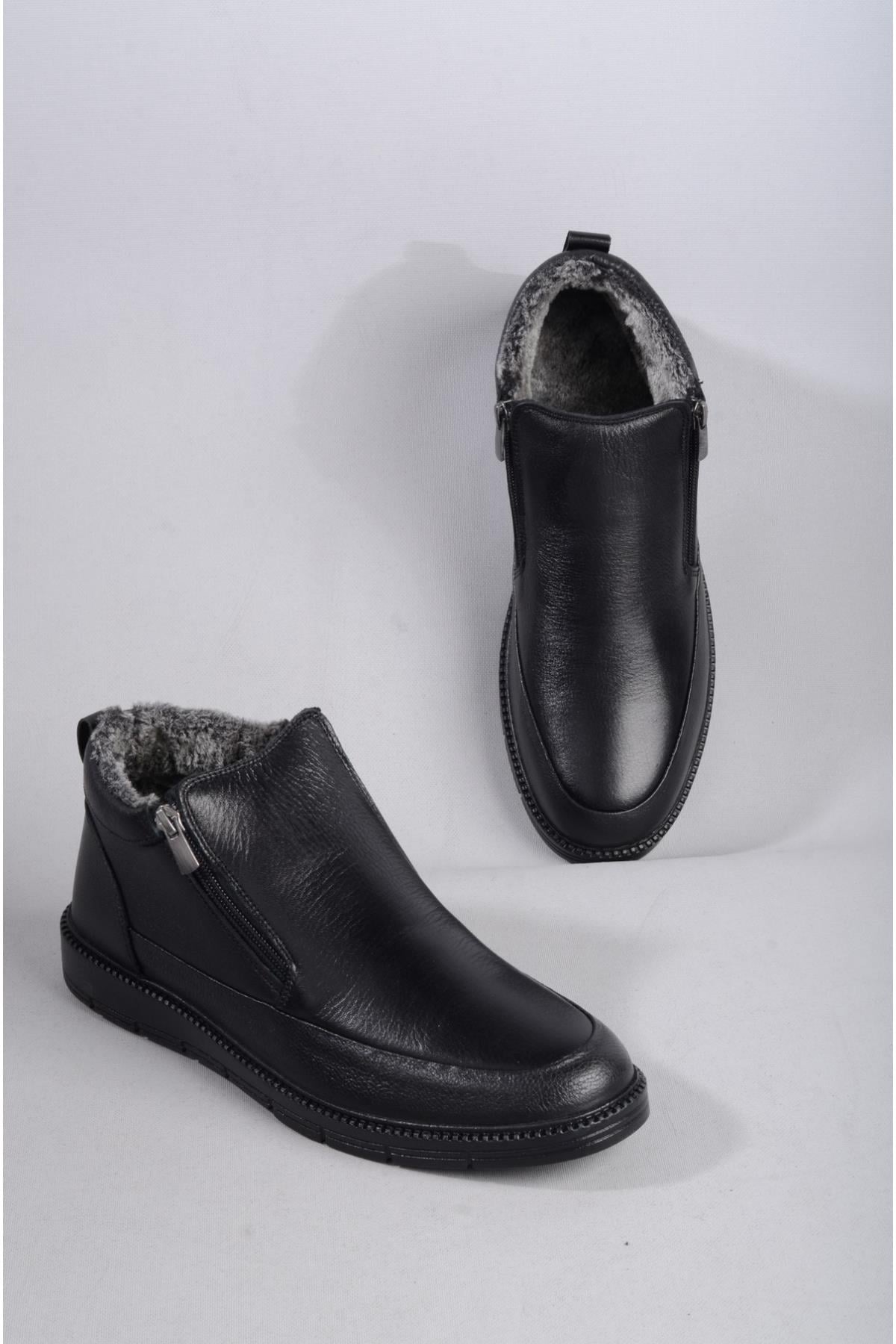 SEÇ 5510 HAKİKİ DERİ KÜRKLÜ ERKEK COMFORT BOT SİYAH