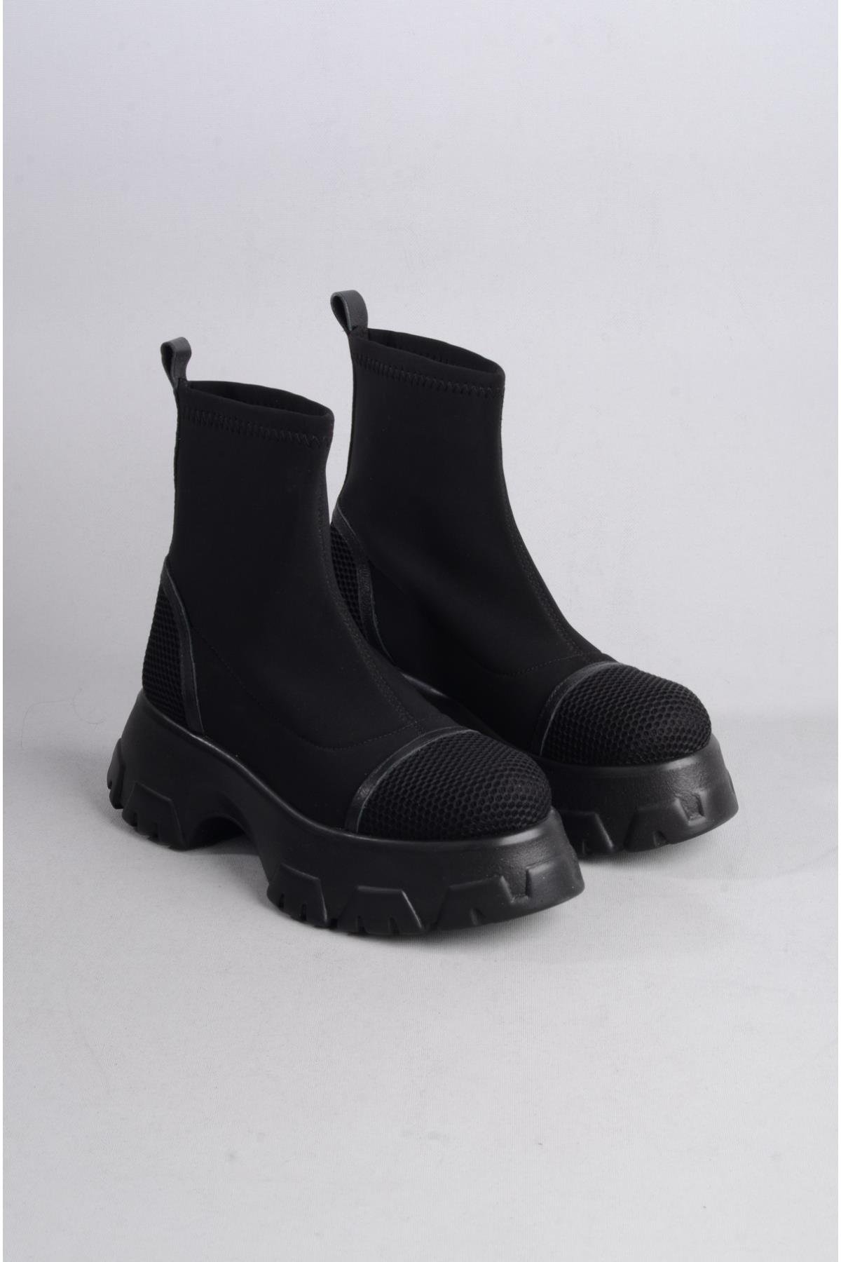 SEÇ 5840 KALIN TABANLI STREÇ BOT (Topuk Boyu: 6cm) SİYAH