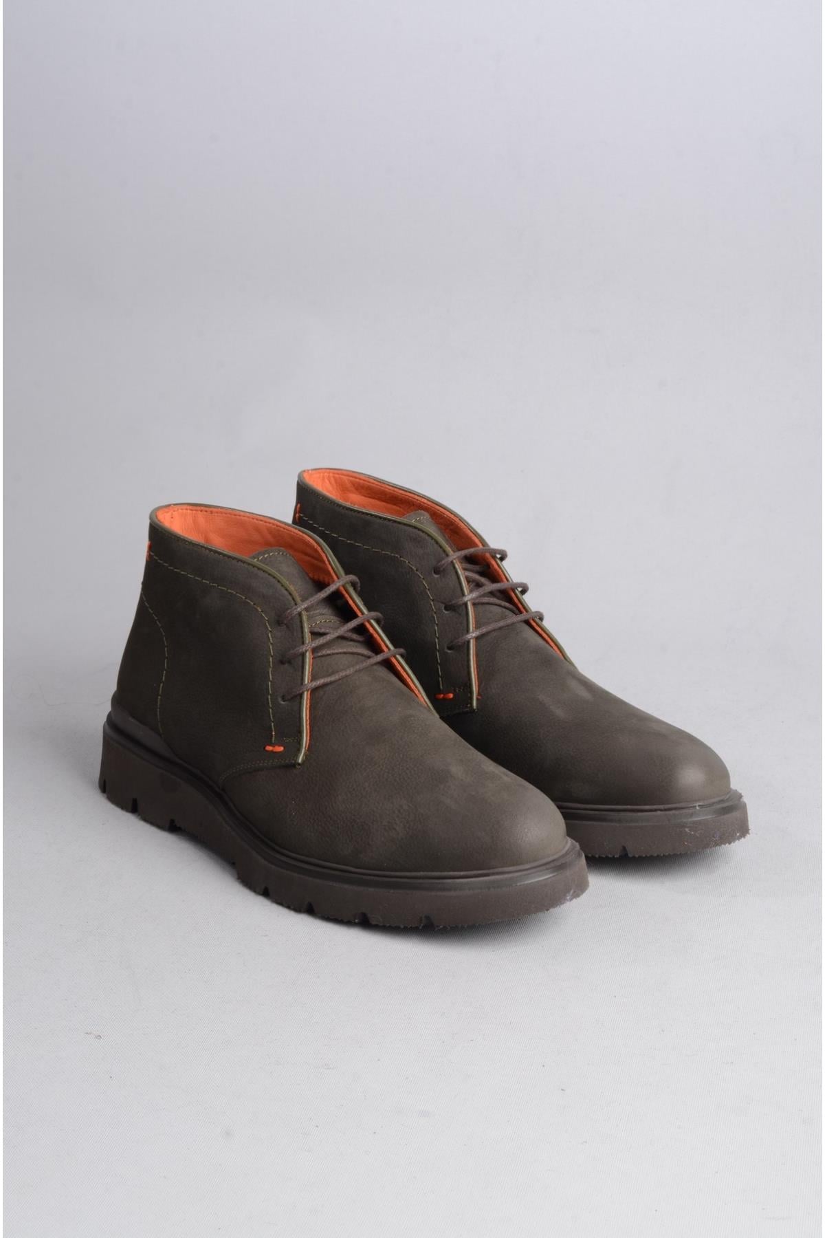 SEÇ 6820 HAKİKİ DERİ KALIN TABANLI  ERKEK BOT HAKİ