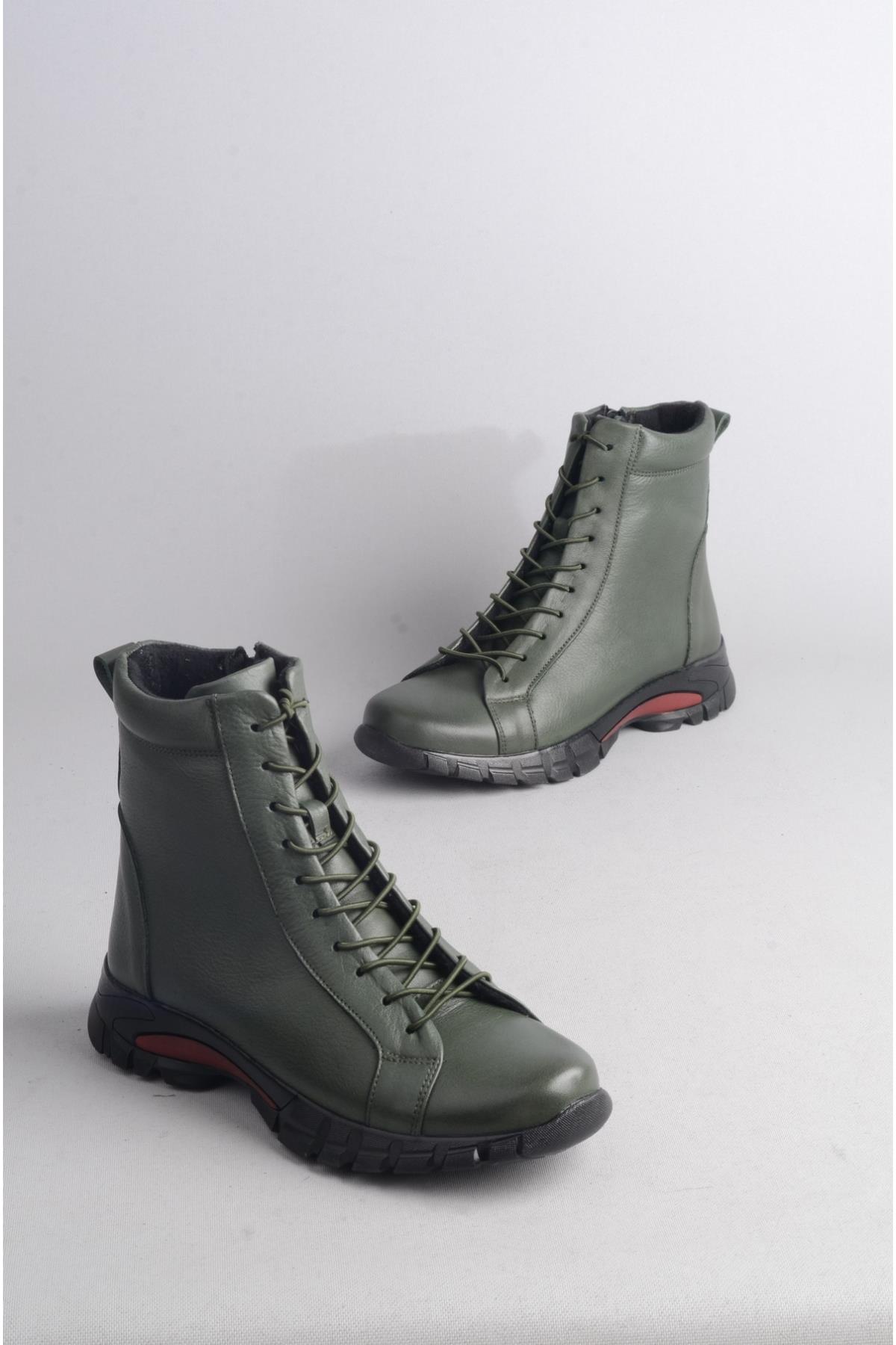 SEÇ 685 HAKİKİ DERİ ANATOMİK KADIN BOT HAKİ