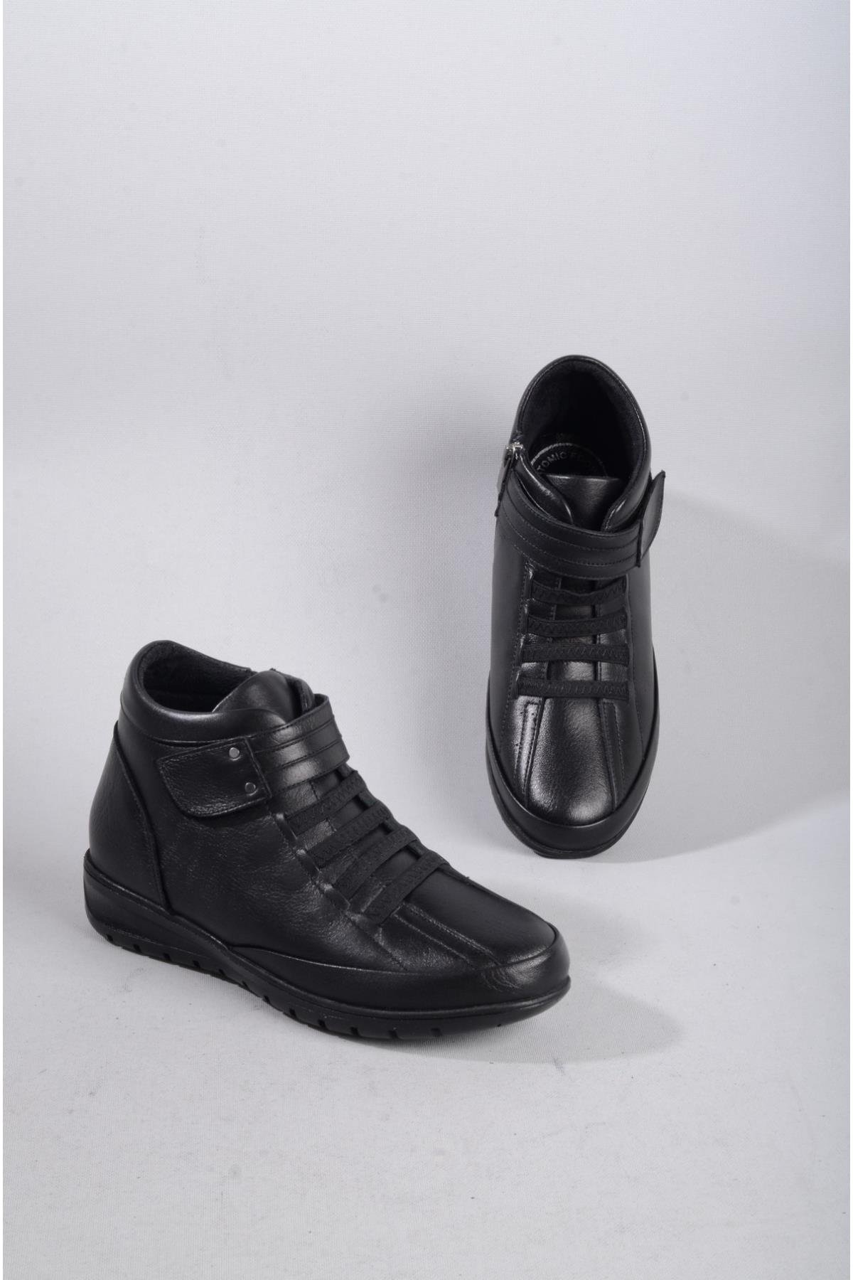 SEÇ 7118 HAKİKİ DERİ COMFORT KADIN BOT SİYAH