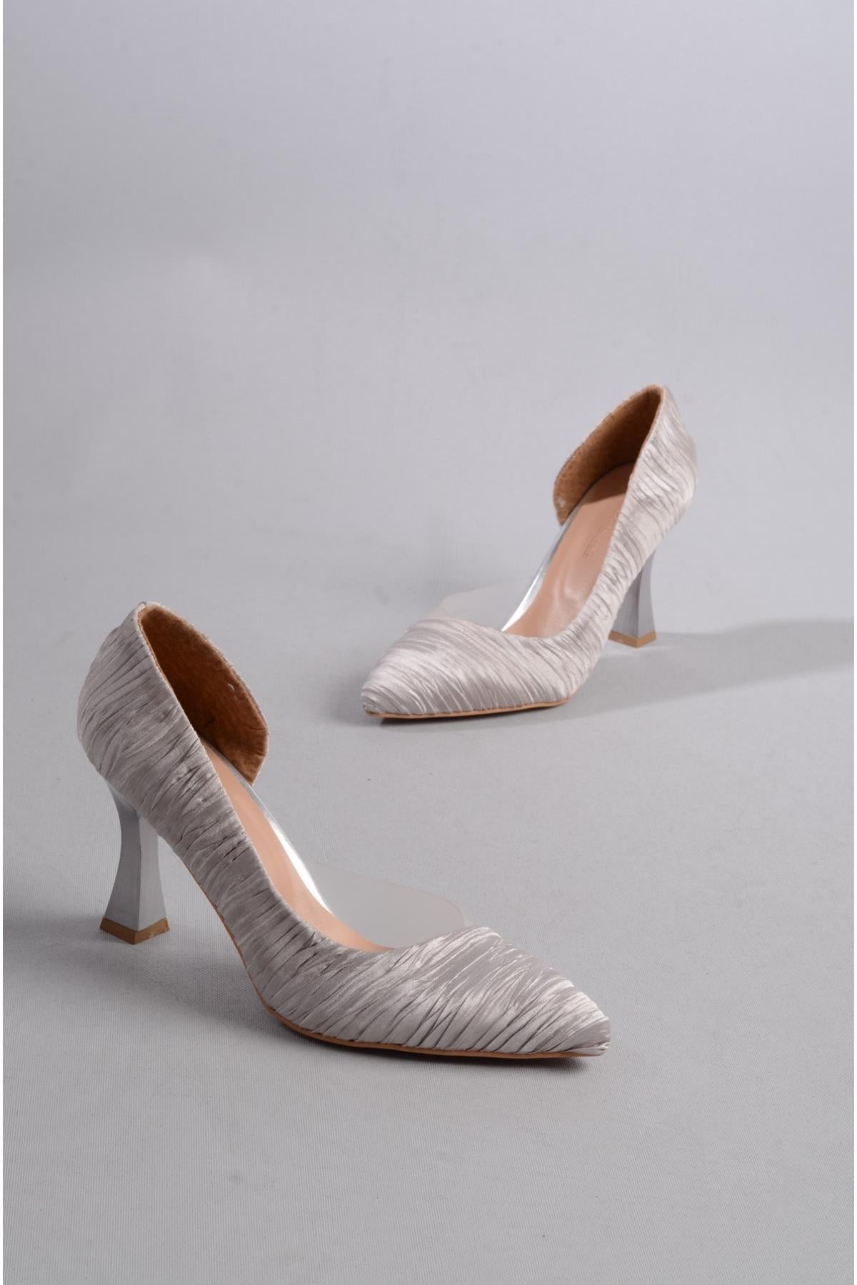 SEÇ 754 ŞEFFAF DETAYLI STİLETTO (9cm) GRİ