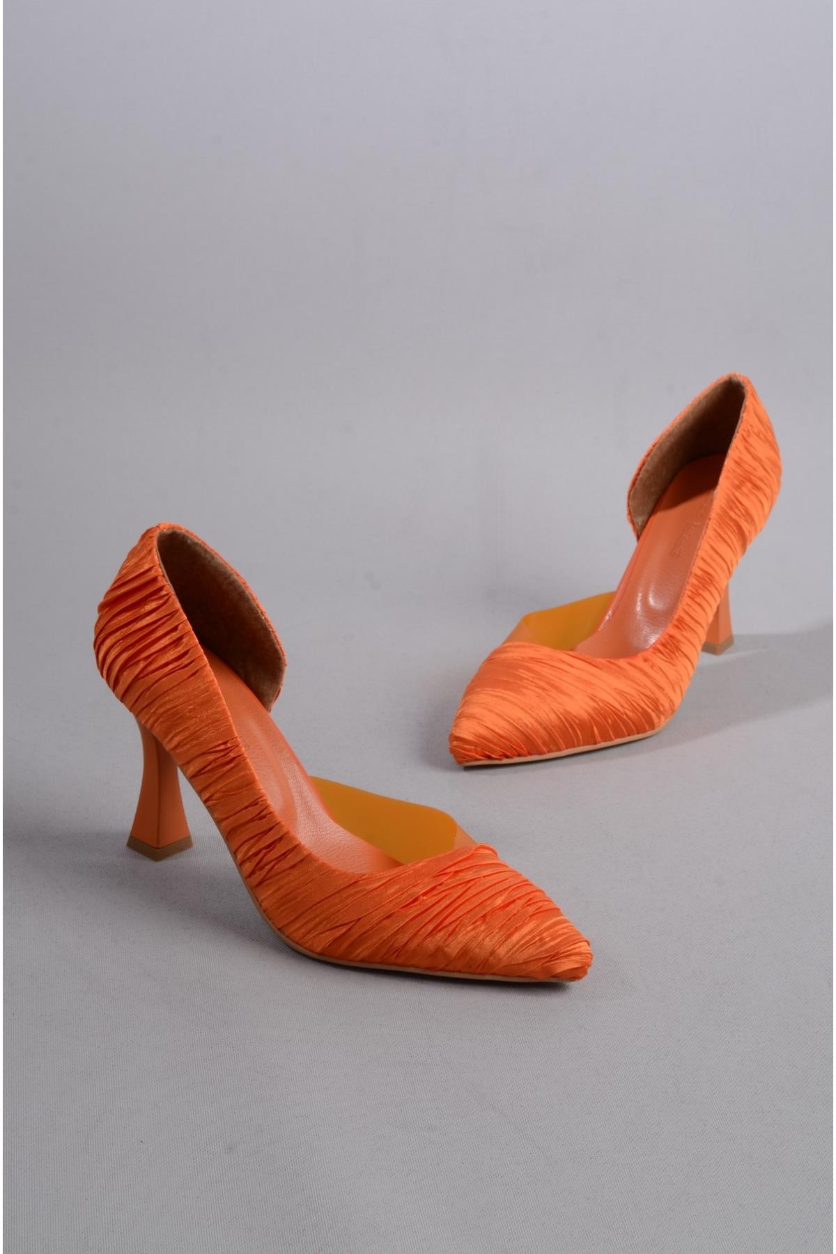 SEÇ 754 ŞEFFAF DETAYLI STİLETTO (9cm) TURUNCU