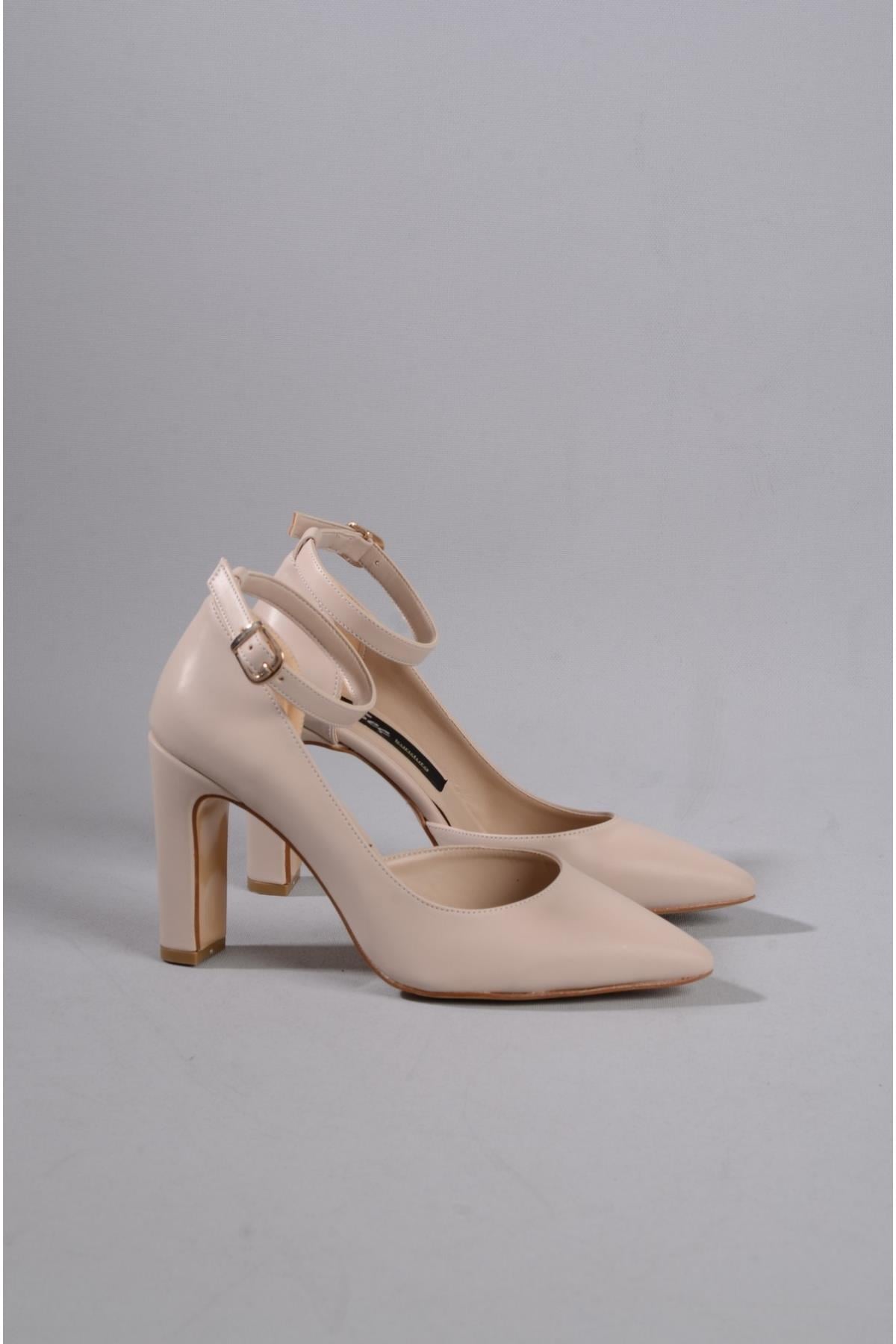 SEÇ 7948 BİLEKTEN BAĞLI TOPUKLU STİLETTO (9cm) TEN