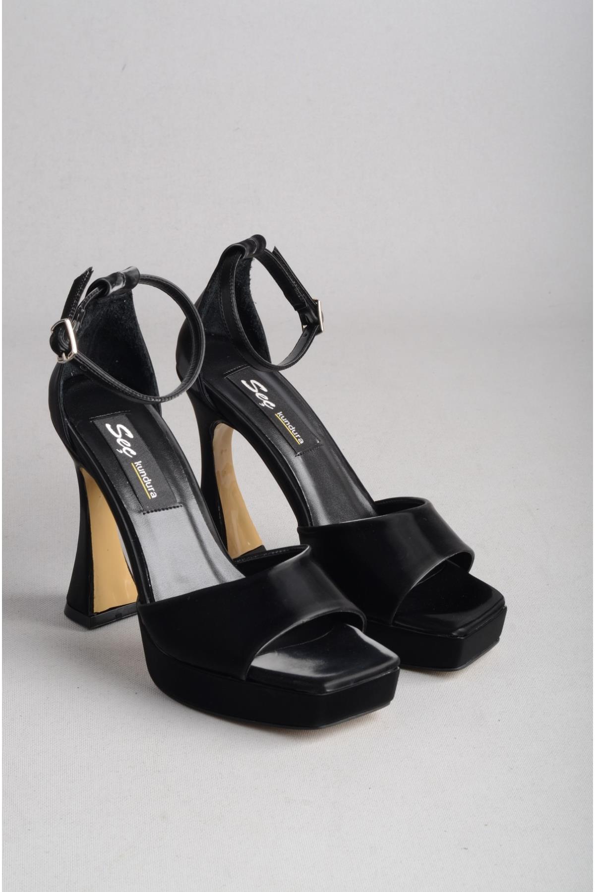 SEÇ 8188 PLATFORM ABİYE AYAKKABI (Topuk:12cm Platform:2,5cm) SİYAH