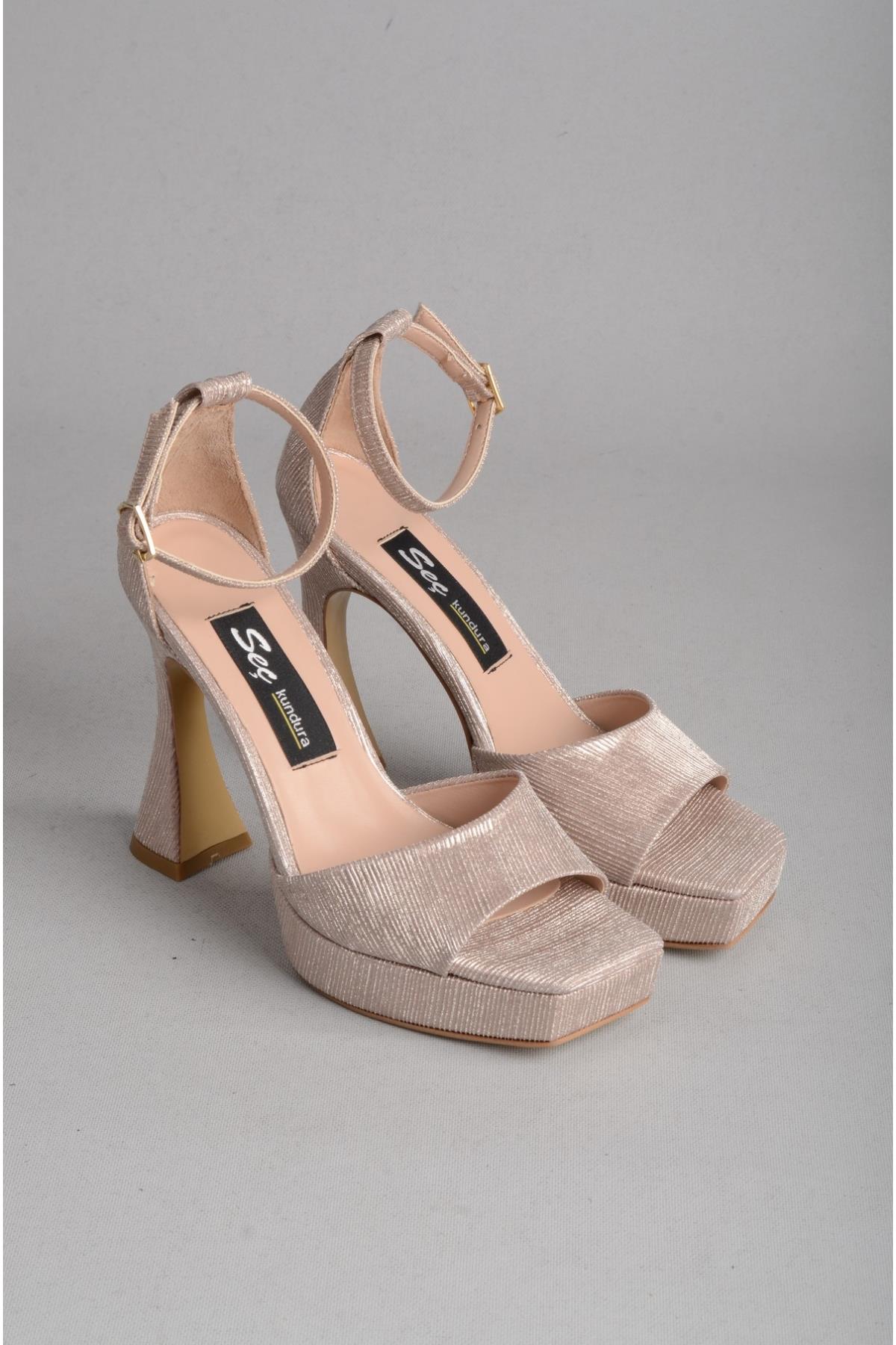 SEÇ 8188 PLATFORM ABİYE AYAKKABI (Topuk:12cm Platform:2,5cm) ALTIN