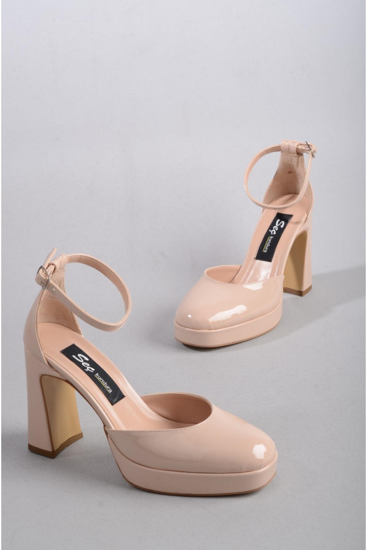 SEÇ 8249 PLATFORMLU TOPUKLU KADIN AYAKKABI (Topuk: 9,5 cm Platform