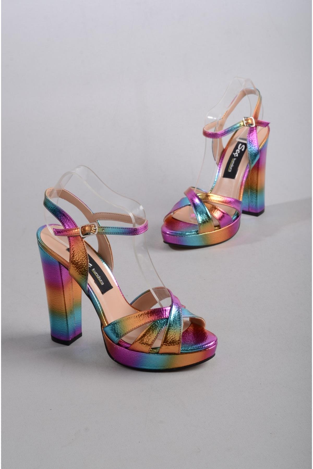 SEÇ 8276 ABİYE TOPUKLU AYAKKABI (Topuk:12,5 cm Platform: 2cm) RENKLİ