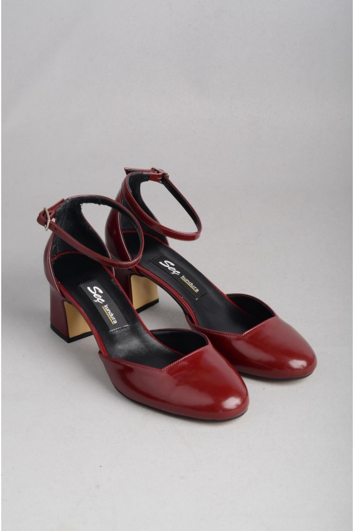 SEÇ 8355 TOPUKLU AYAKKABI (Topuk Boyu: 6 cm) BORDO RUGAN