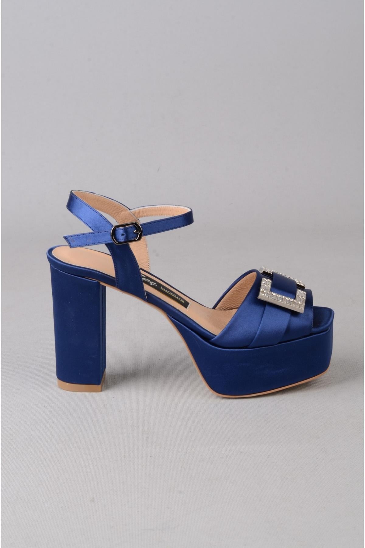 SEÇ 850 PLATFORM TOPUKLU ABİYE AYAKKABI (Topuk:10,5cm , platform:4cm) LACİ SATEN