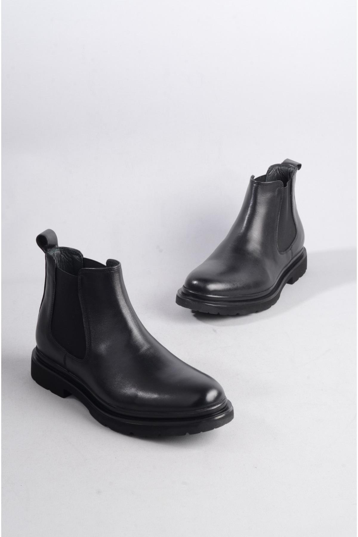 SEÇ 8501 HAKİKİ DERİ EVA TABANLI ERKEK BOT SİYAH