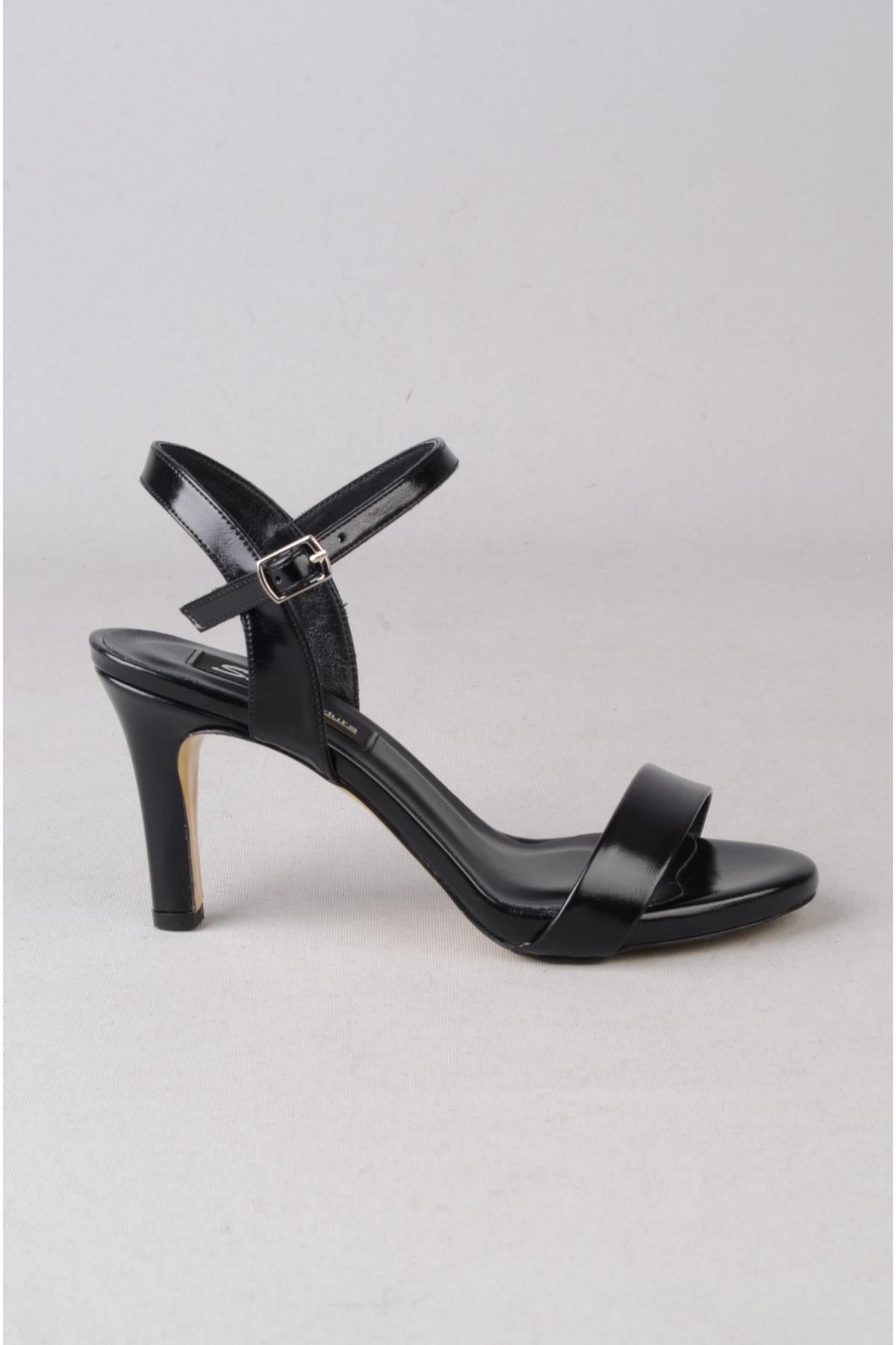 SEÇ 8560 TEK BANT TOPUKLU AYAKKABI (Topuk Boyu:9 cm) SİYAH