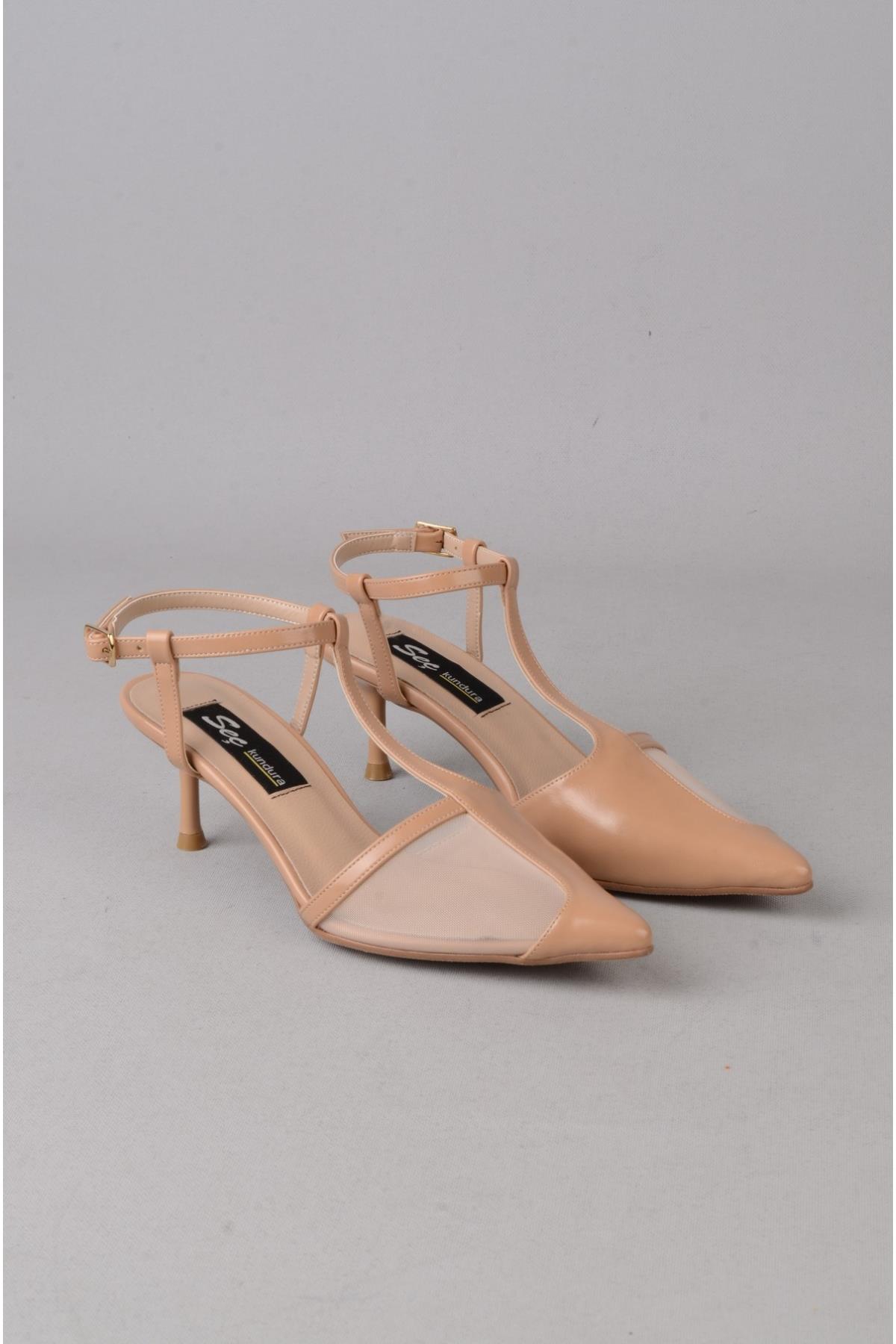 SEÇ 8581 TOPUKLU KADIN AYAKKABI (Topuk Boyu: 7 cm) NUDE