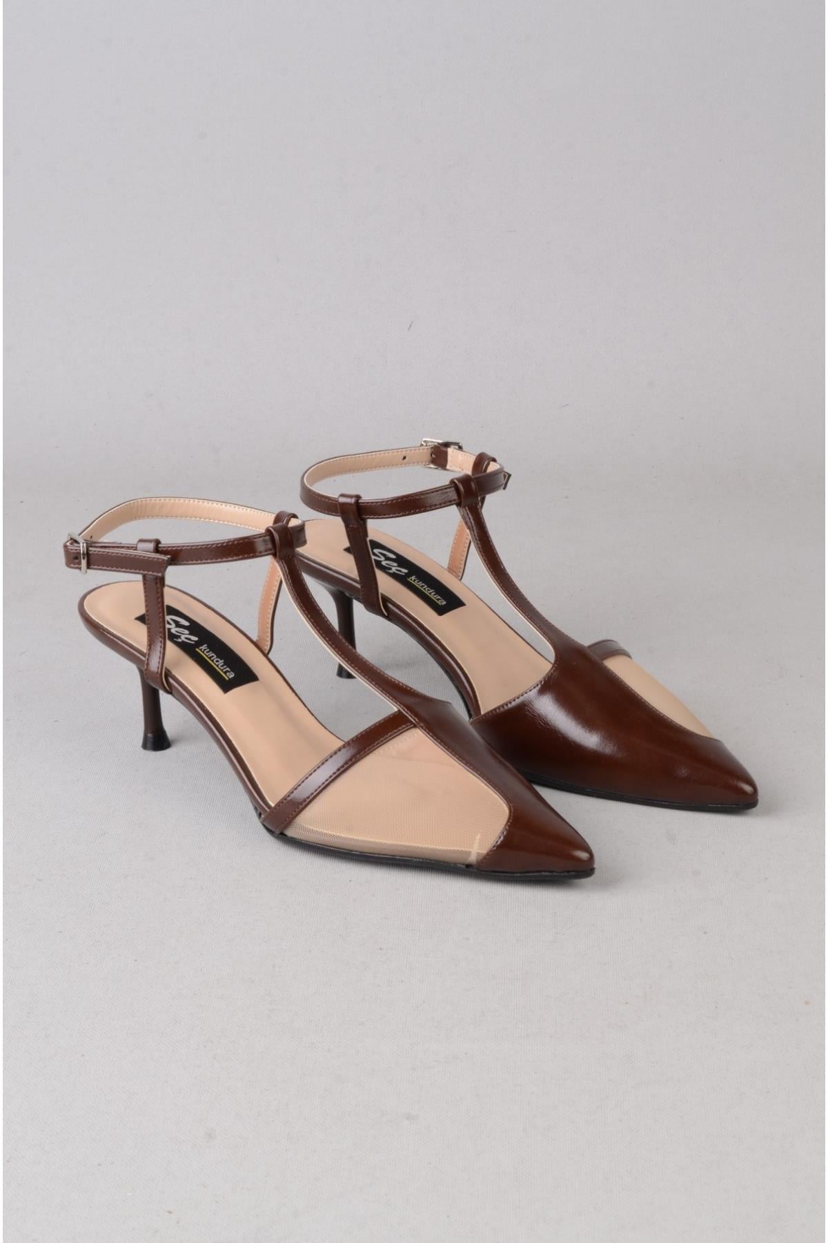 SEÇ 8581 TOPUKLU KADIN AYAKKABI (Topuk Boyu: 7 cm) KAHVE