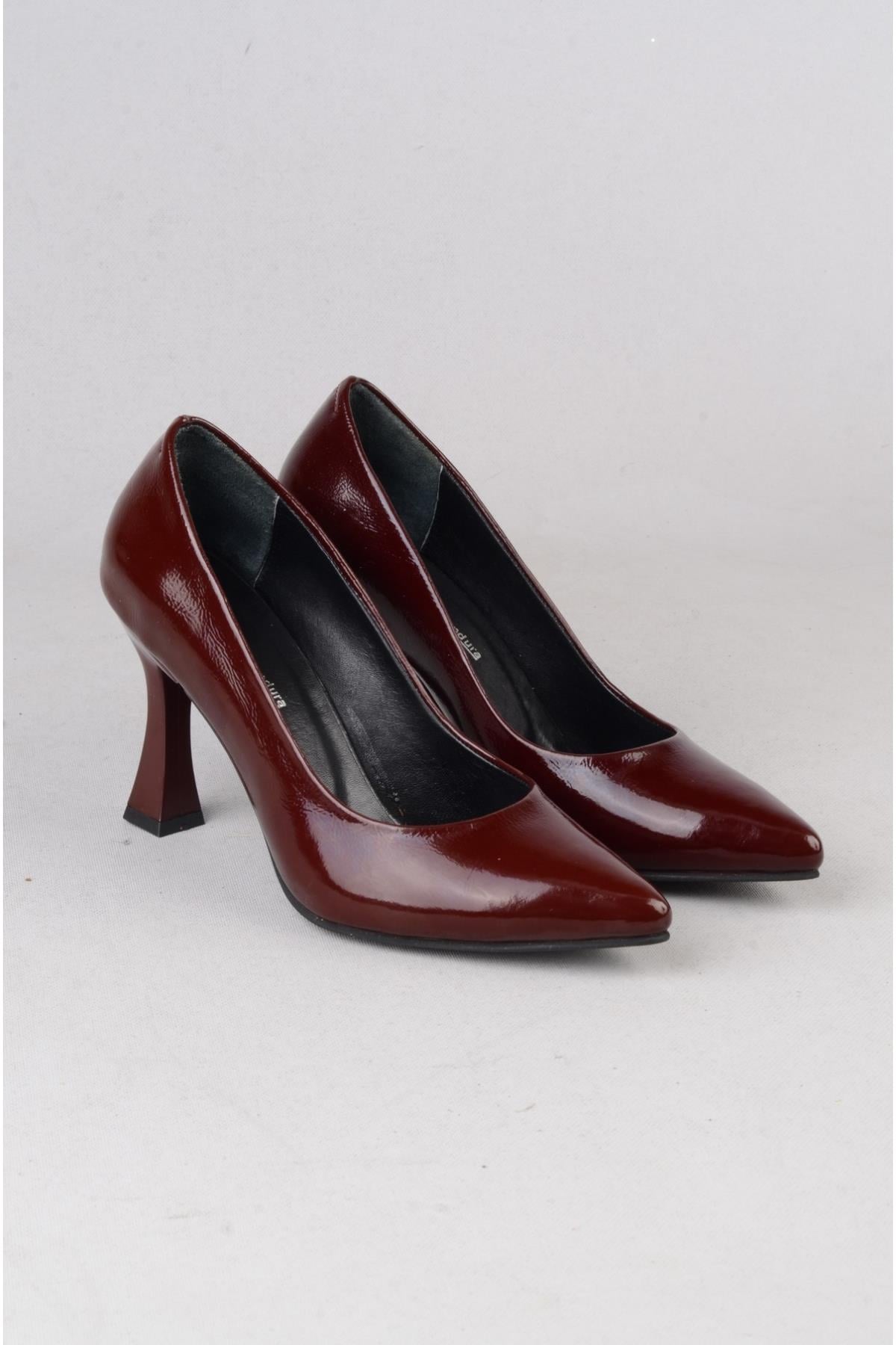 SEÇ 861 HAKİKİ DERİ STİLETTO (9cm) BORDO RUGAN