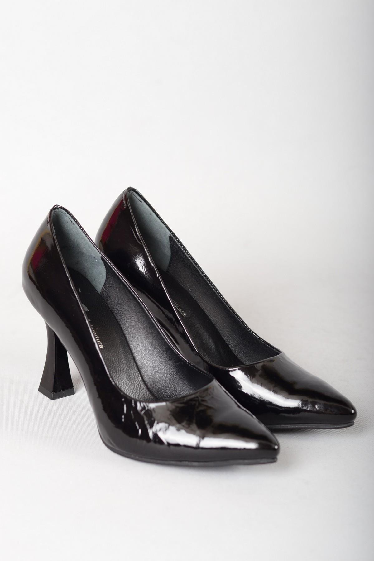 SEÇ 861 HAKİKİ DERİ STİLETTO (9cm) SİYAH RUGAN