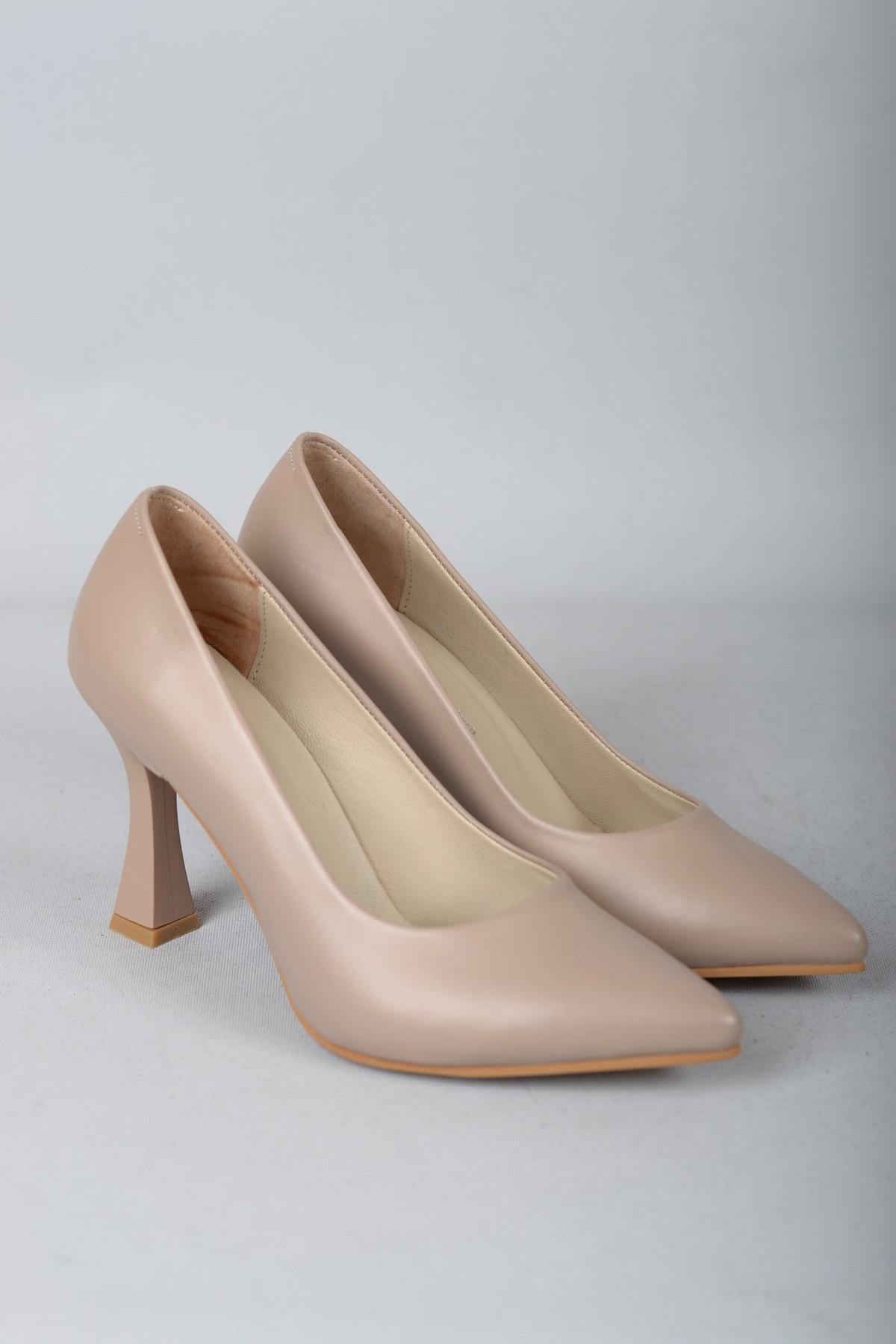 SEÇ 861 HAKİKİ DERİ STİLETTO (9cm) VİZON