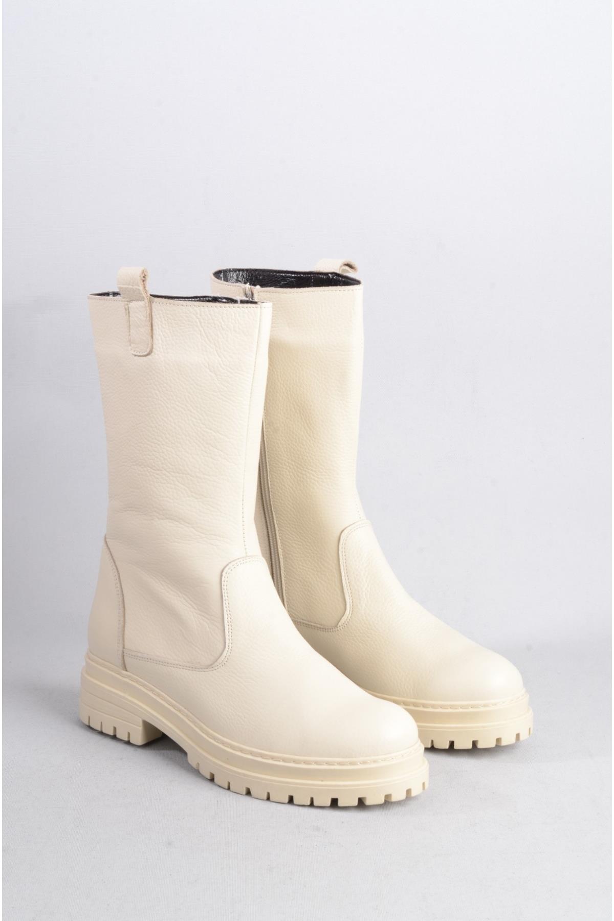 SEÇ 888 HAKİKİ DERİ KADIN BOT BEJ