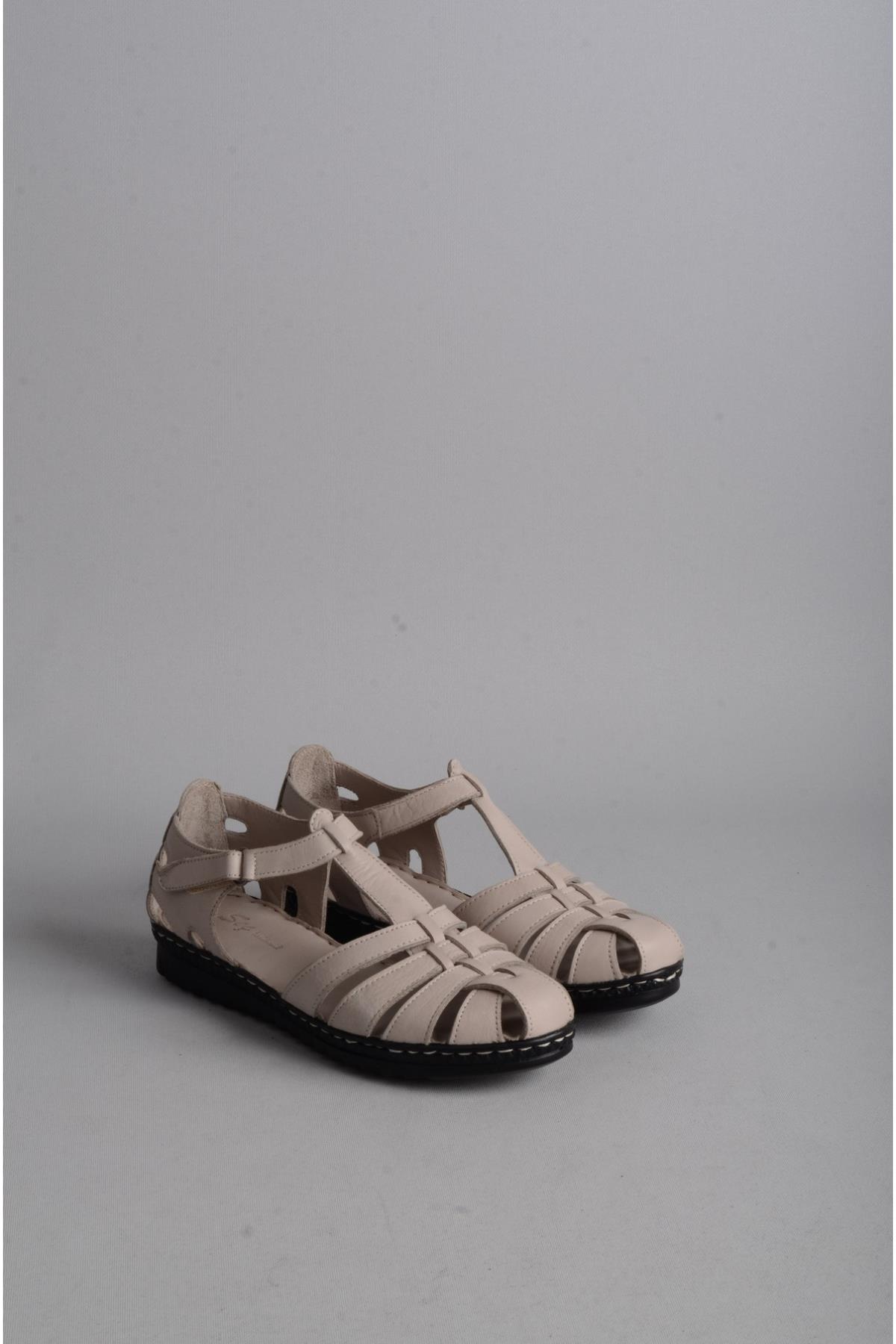 SEÇ 89 HAKİKİ DERİ ANATOMİK SANDALET GRİ