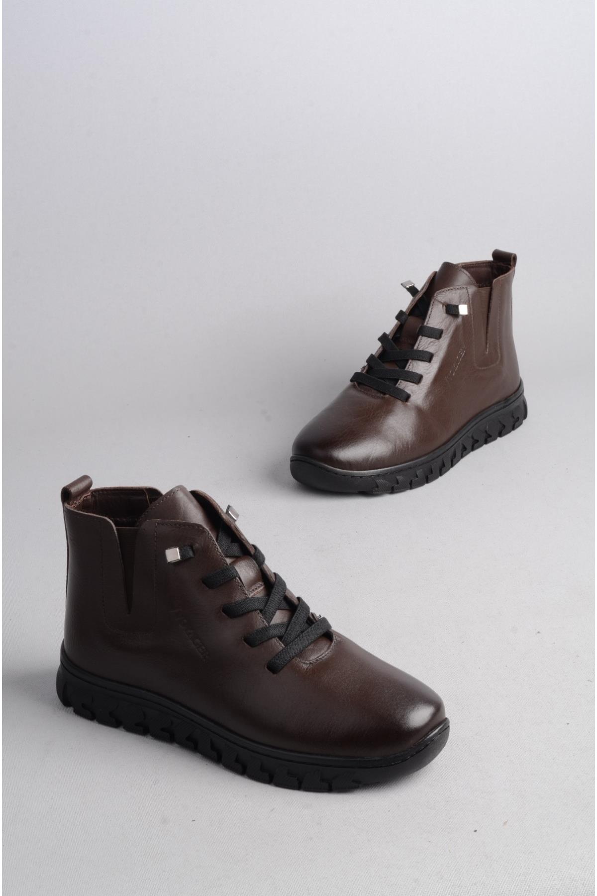 SEÇ 9830 HAKİKİ DERİ COMFORT KADIN BOT KAHVE