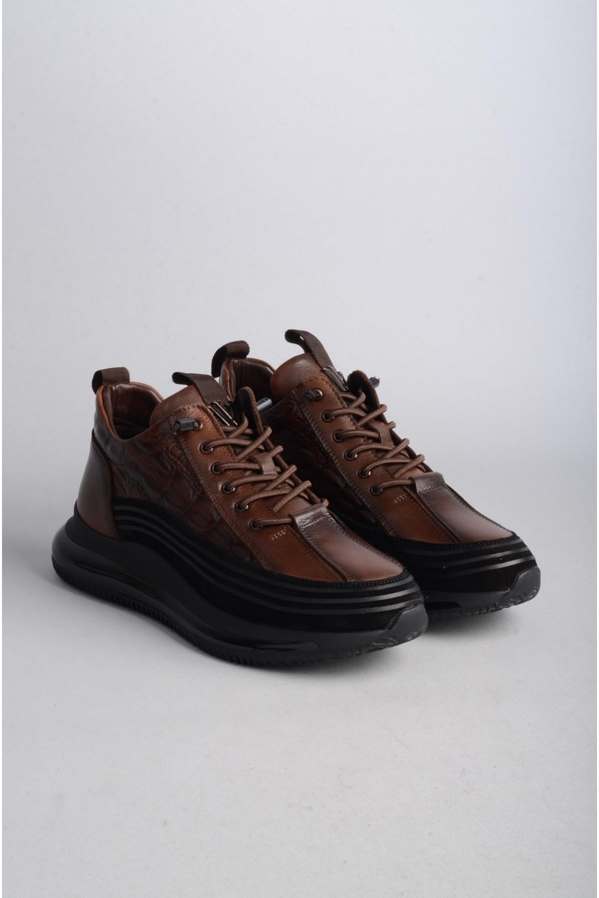 SEÇ E053 HAKİKİ DERİ ERKEK BOT AYAKKABI KAHVE