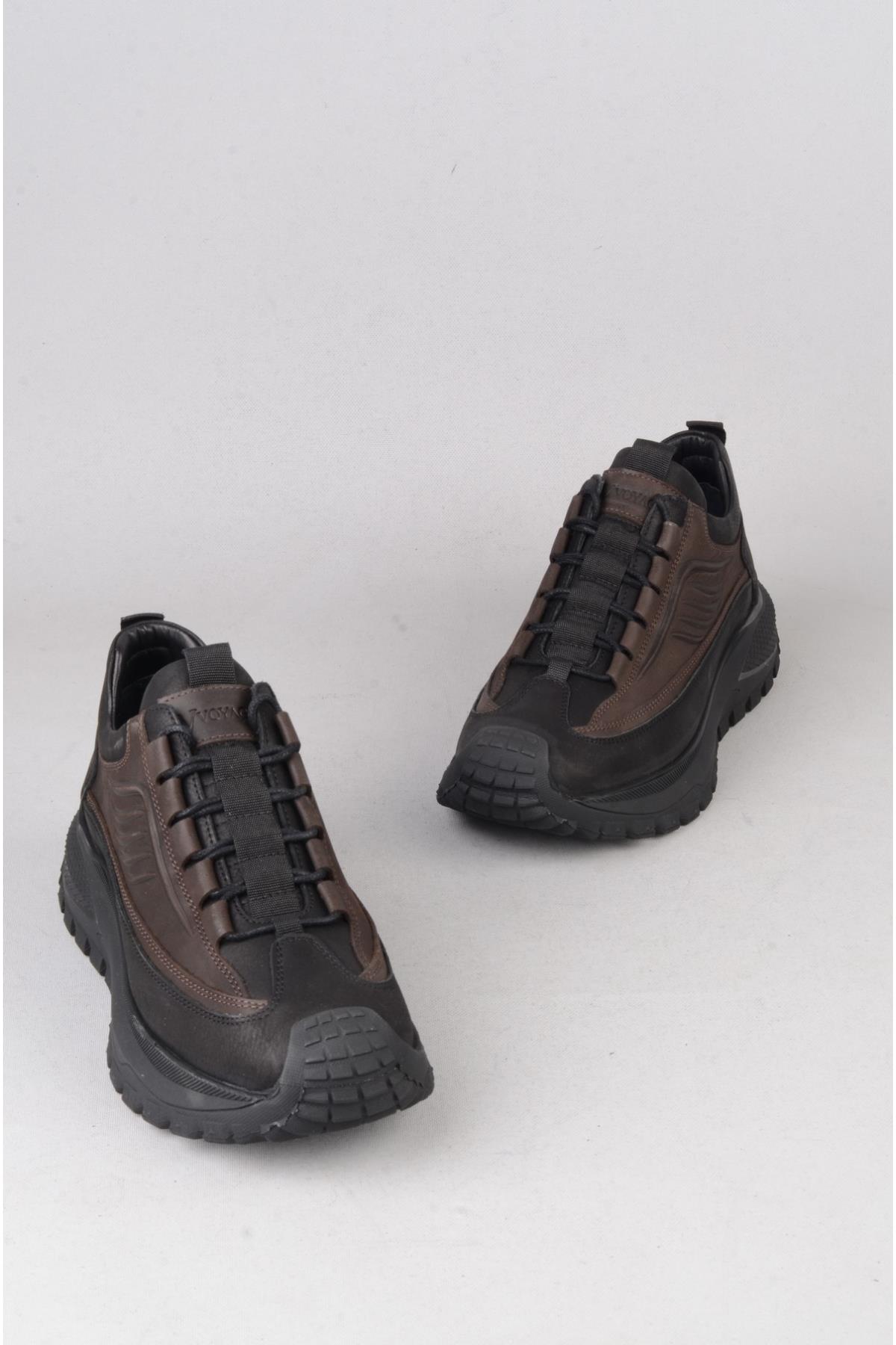 SEÇ M434 HAKİKİ DERİ KALIN TABANLI ERKEK AYAKKABI SİYAH - KAHVE