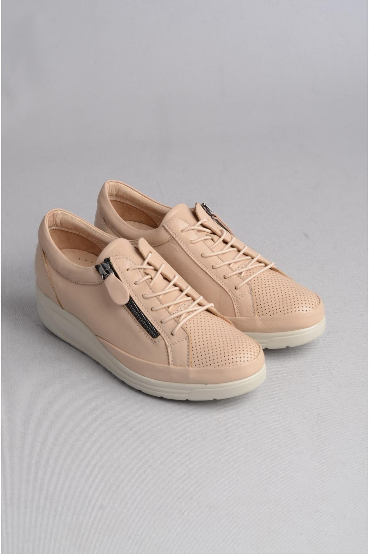 SEÇ N311 HAKİKİ DERİ DOLGU TOPUKLU KADIN AYAKKABI BEJ