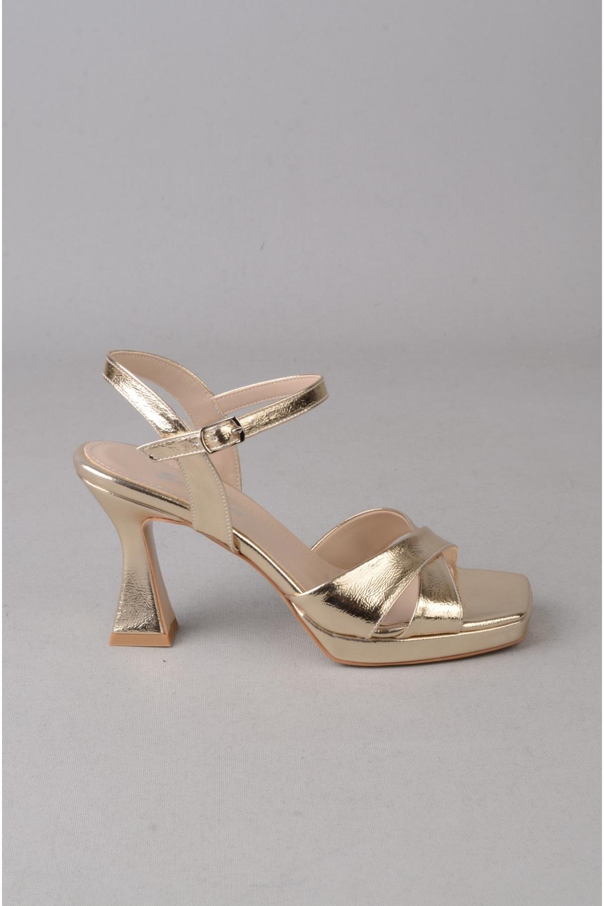 SEÇ Y210 PLATFORM TOPUKLU AYAKKABI (Topuk:10 cm, Platform:2 cm) ALTIN