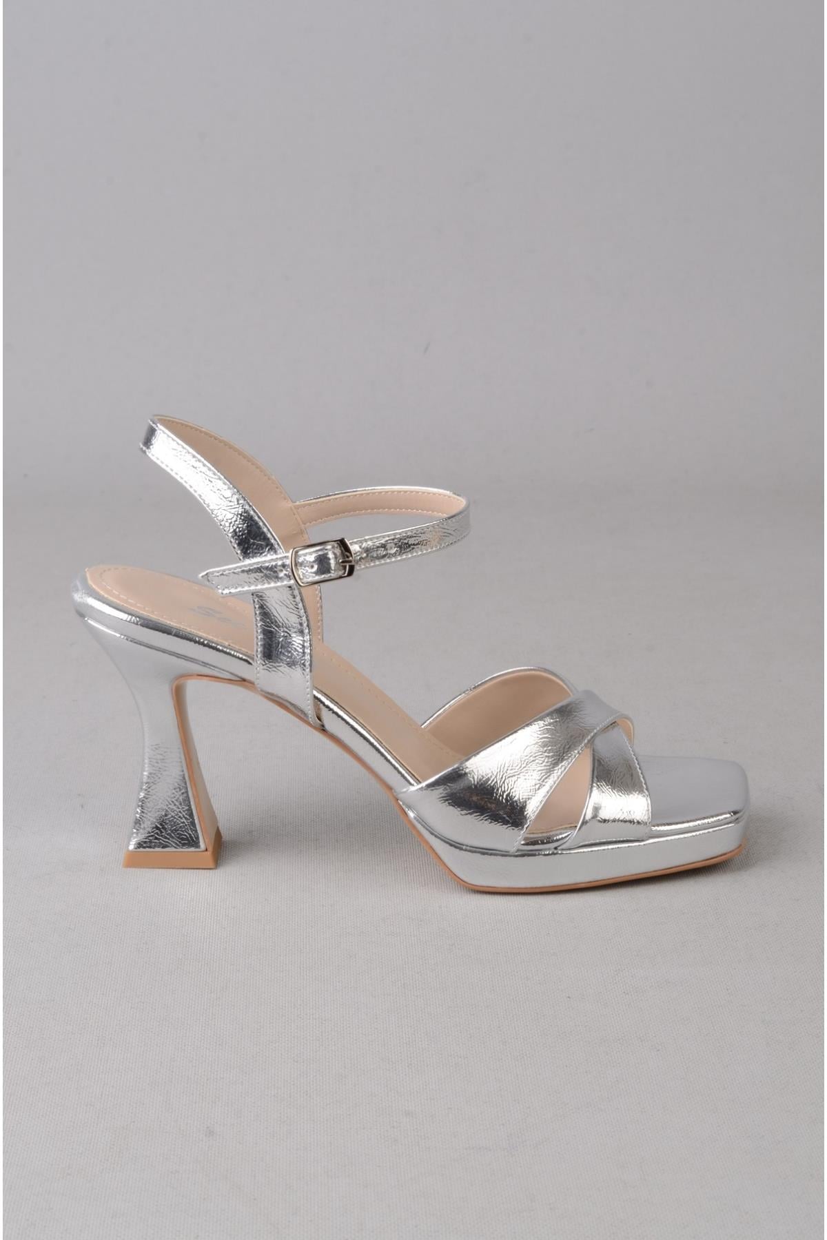 SEÇ Y210 PLATFORM TOPUKLU AYAKKABI (Topuk:10 cm, Platform:2 cm) GÜMÜŞ