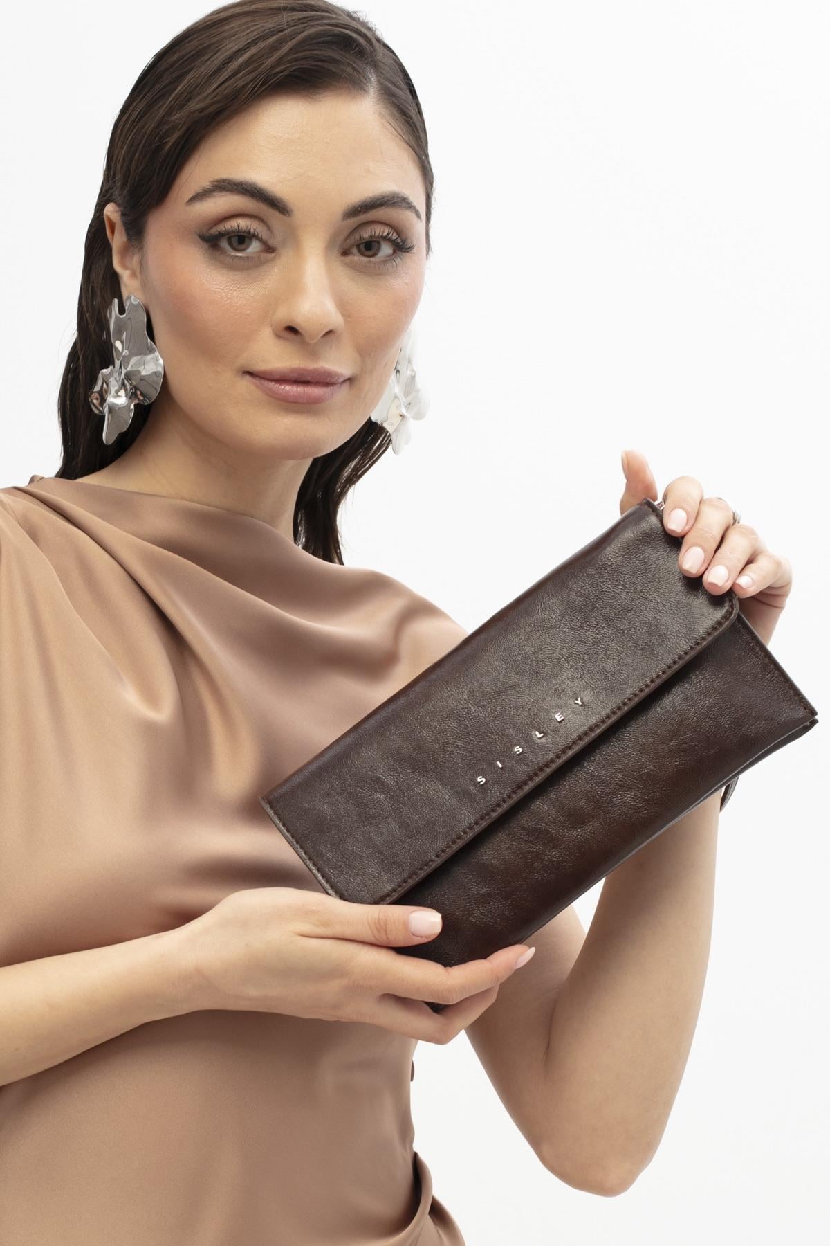 Sisley Clutch Çanta SLY425 KAHVE