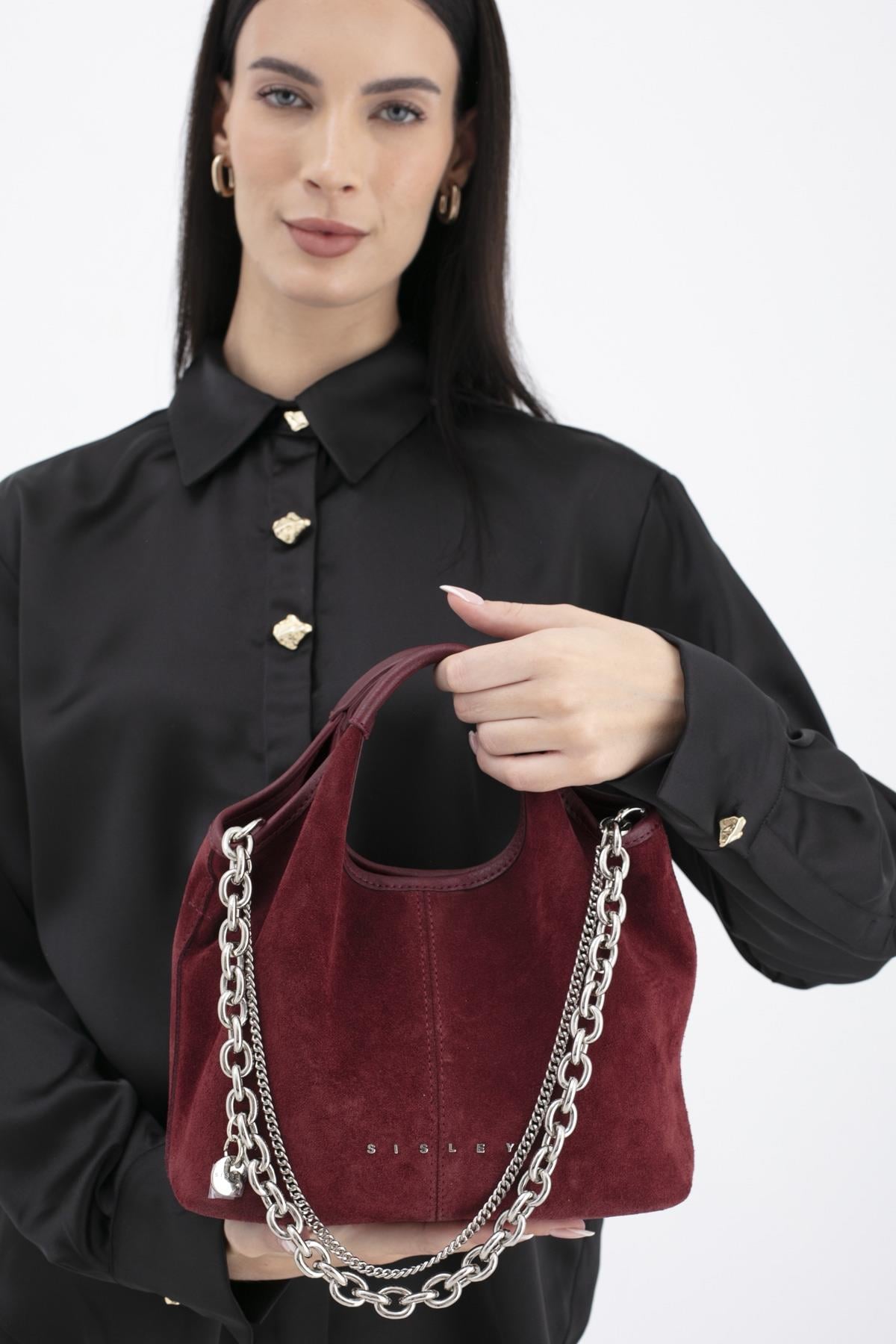 Sisley Zincir Askılı Kol Çantası  SLY299 BORDO