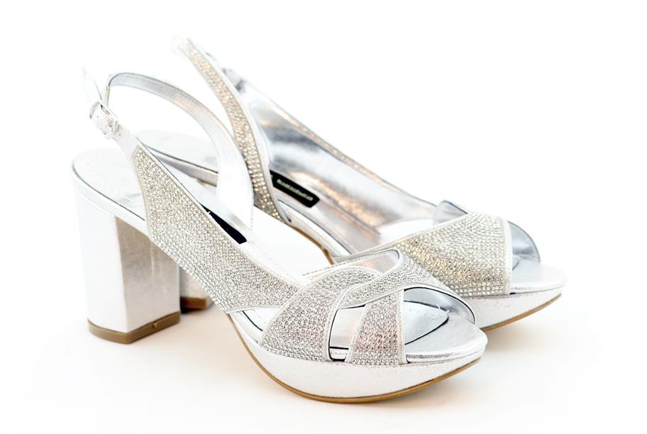 Slt 2461 Platfrom Topuklu Abiye Ayakkabi Gümüş