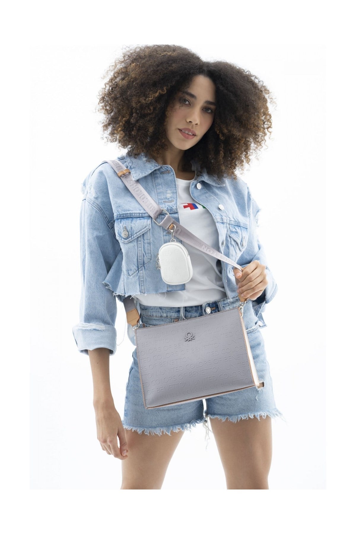 United Colors Of Benetton Bnt462 Çapraz Çanta Beyaz-Gri-A.camel