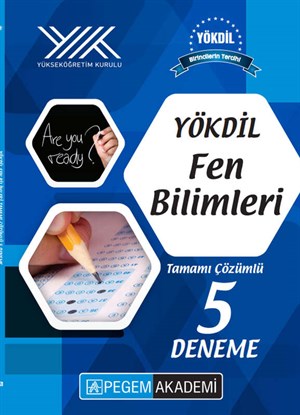 Pegem Akademi Yayınları YÖKDİL Fen Bilimleri Tamamı Çözümlü 5 Deneme