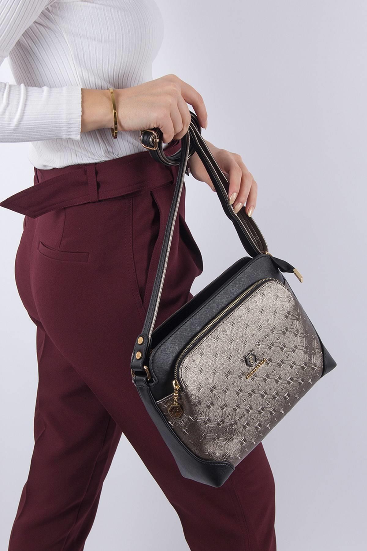 SİLVER POLO KADIN ÇAPRAZ ÇANTA 364 M46 6385 PLATİN MAT SİYAH