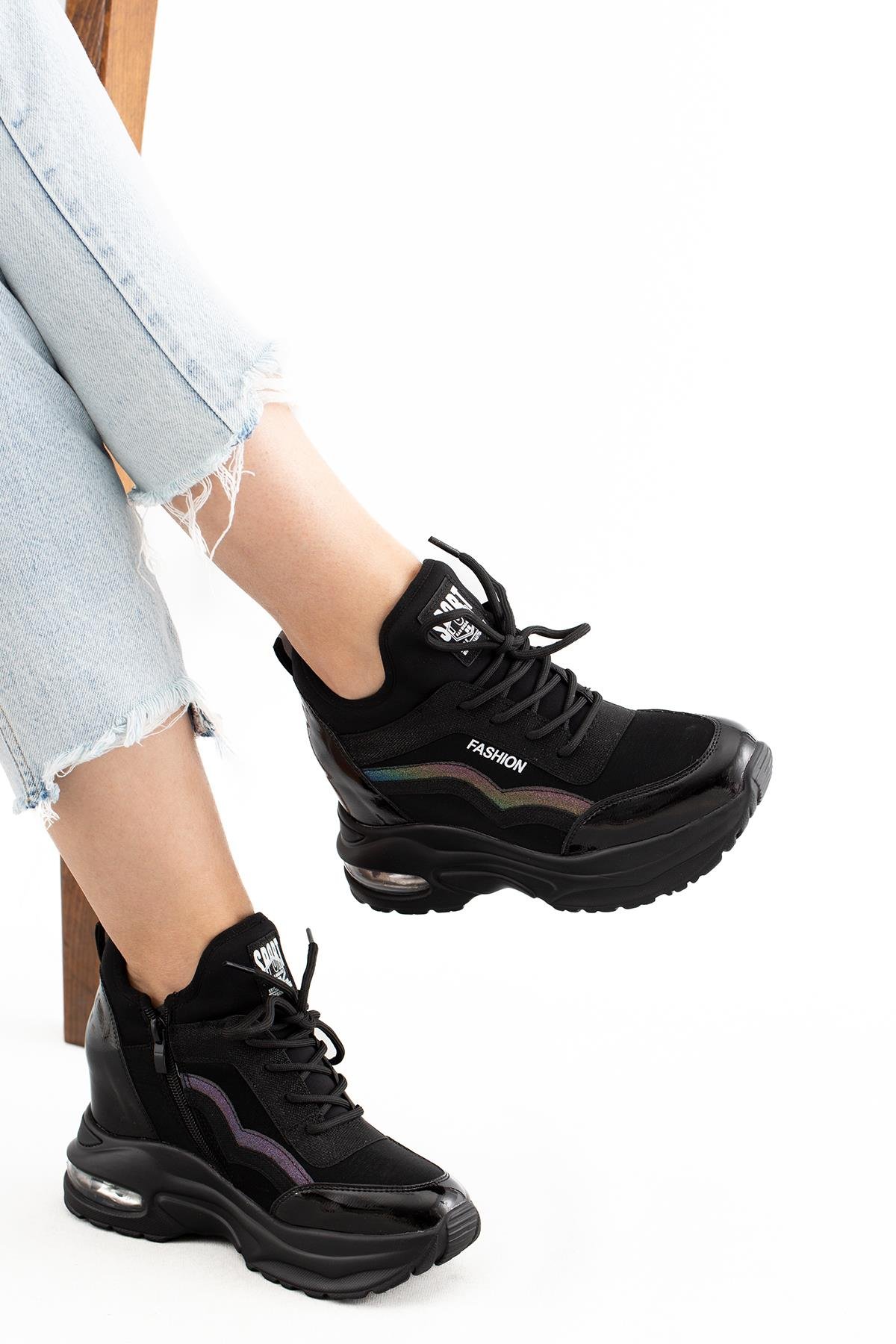 GUJA İÇTEN GİZLİ DOLGU KADIN SPOR AYAKKABI 22K300-9 SİYAH