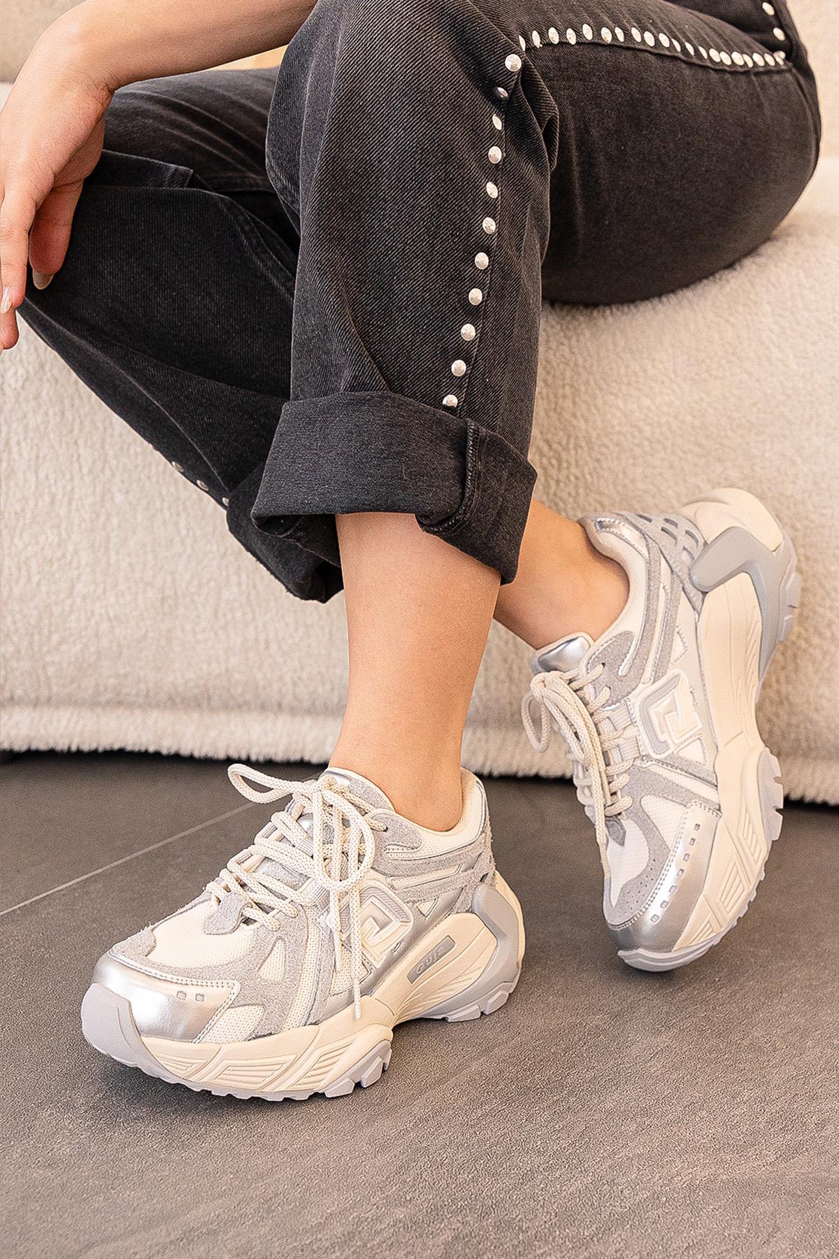 MONİCA GUJA İTHAL ÖZEL SERİ ÖZEL TABAN HAKİKİ DERİ KADIN SPOR AYAKKABI GRİ