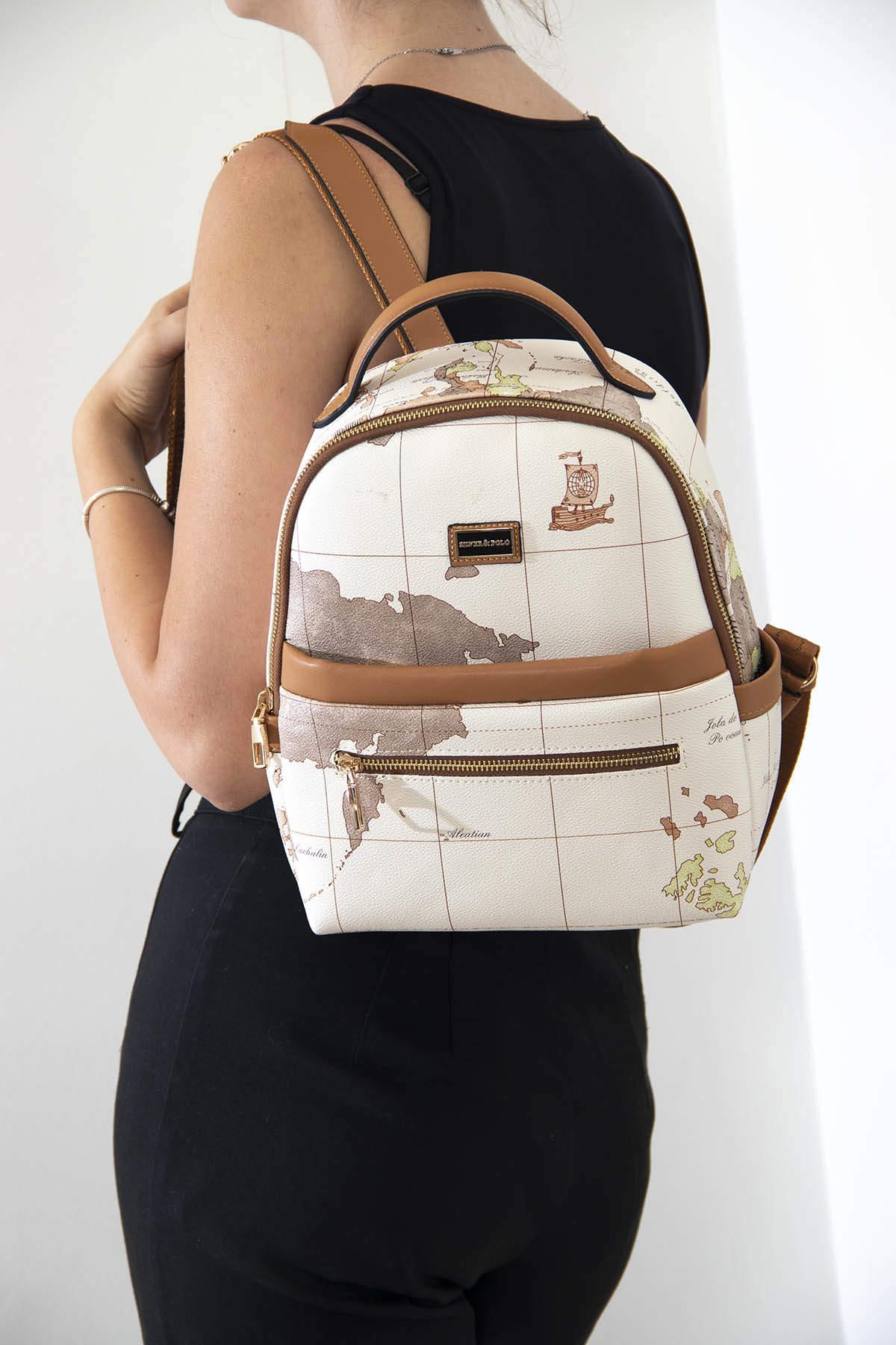 SİLVER POLO TEK BÖLMELİ KADIN SIRT ÇANTASI 1061 M163 42497 BEJ NOVA A.TABA