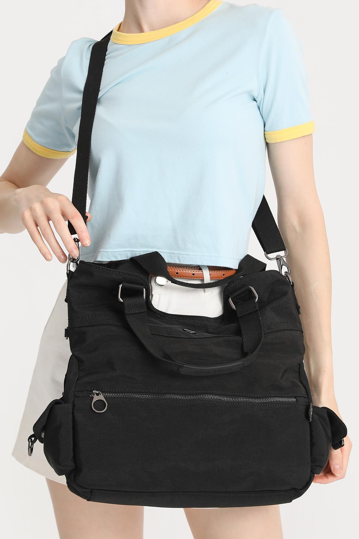 SMARTBAGS NANO METALİK KUMAŞ KADIN OMUZ ÇANTASI 2022-3221 M METALİK SİYAH