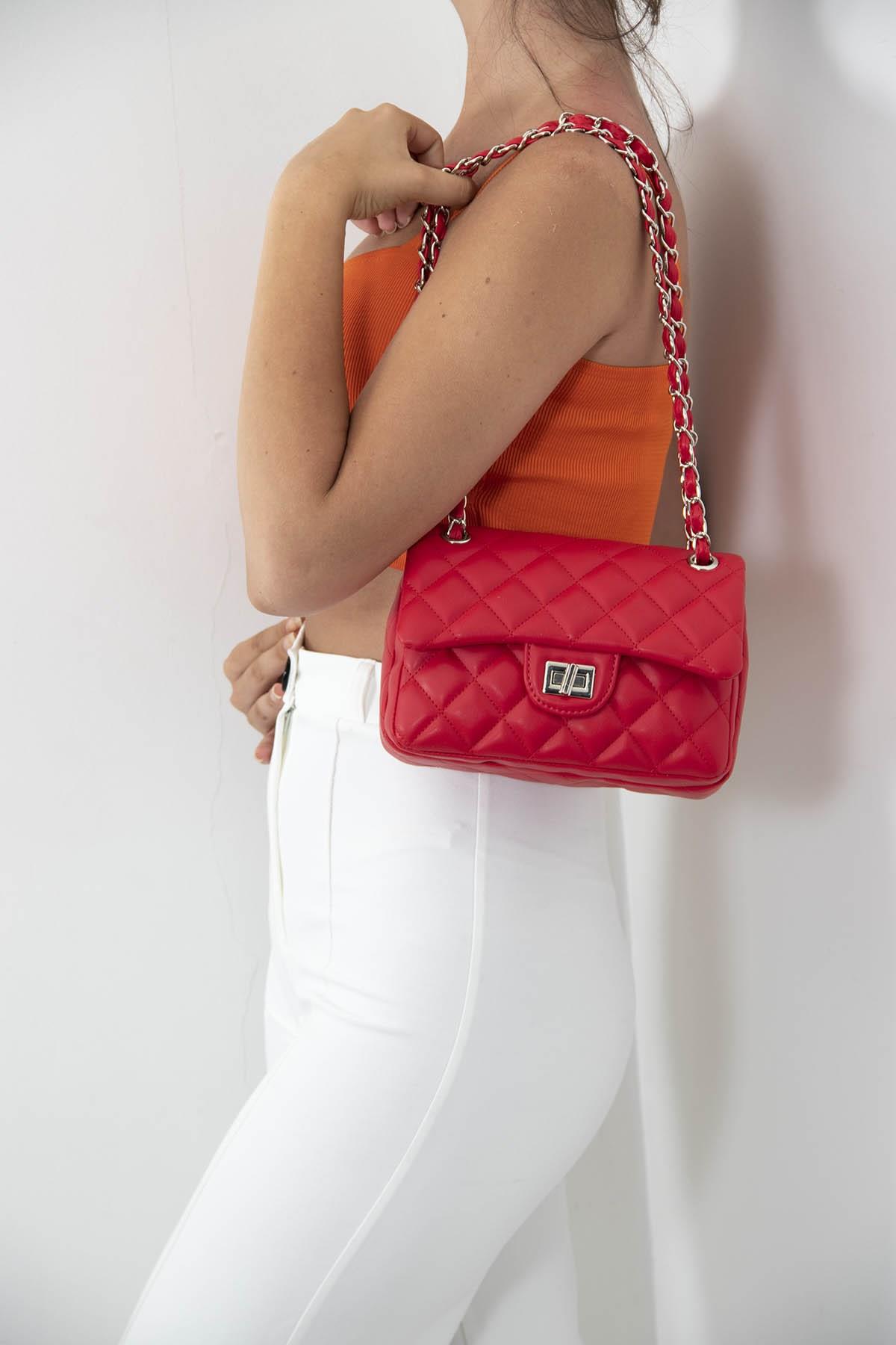 SİLVER POLO KADIN ÇAPRAZ ÇANTA 1071 M162 40730 KIRMIZI KARE KIRMIZI